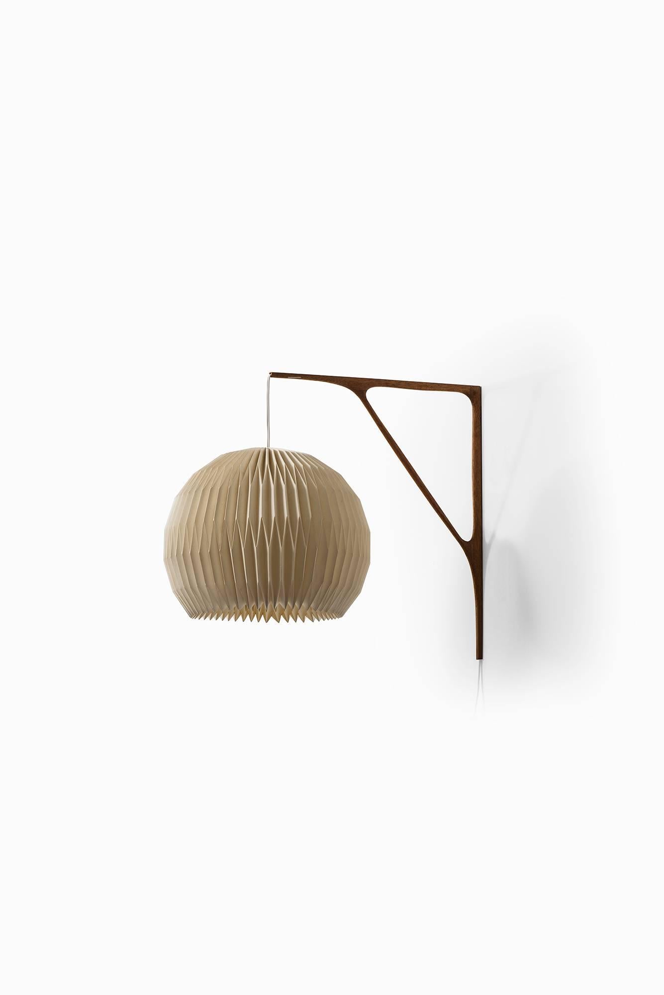 Danish Sculptural Wall Lamp in Teak with Lamp Shade by Le Klint