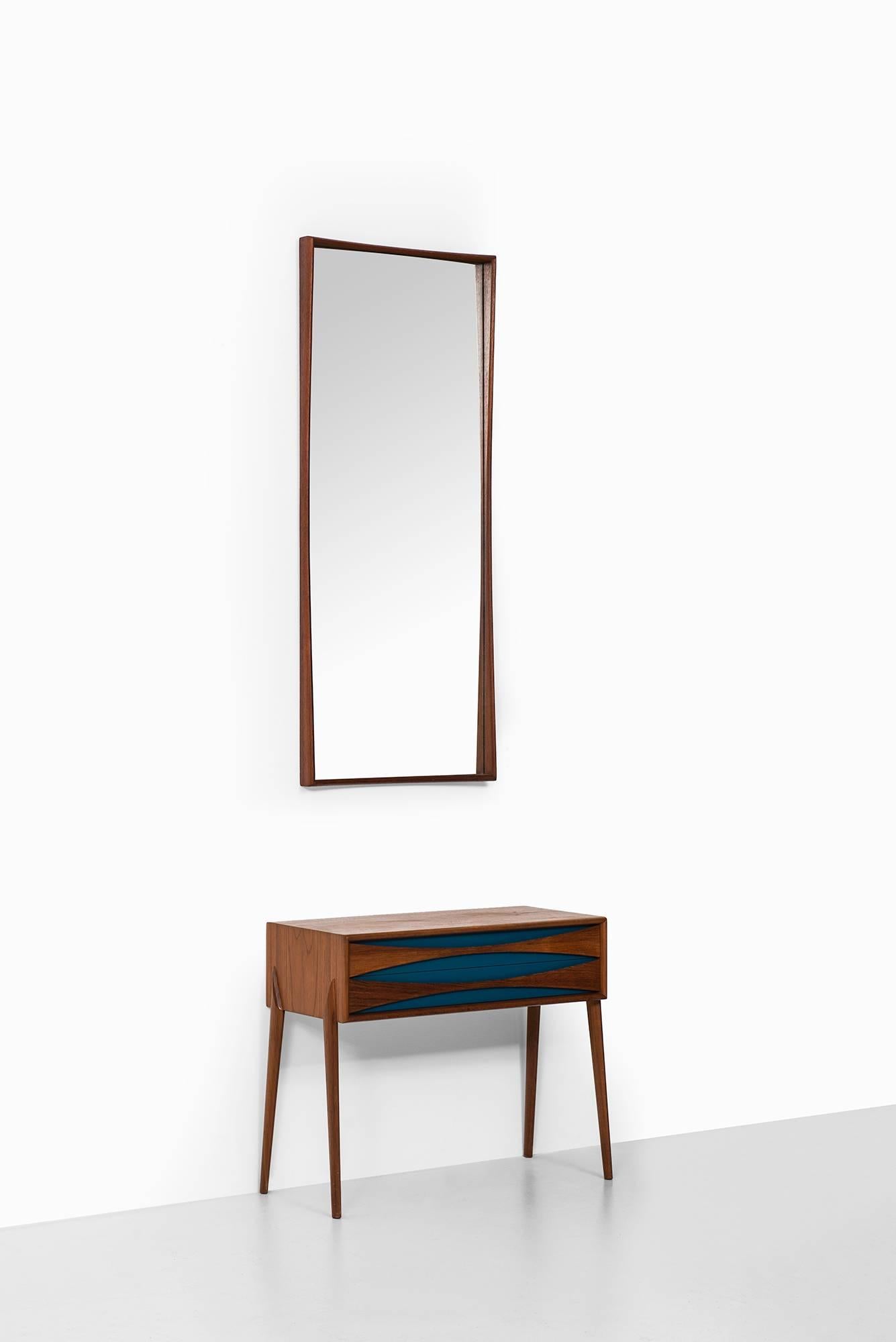 Swedish Side Table and Mirror in the Manner of Arne Vodder by Glas and Trä Hovmantorp