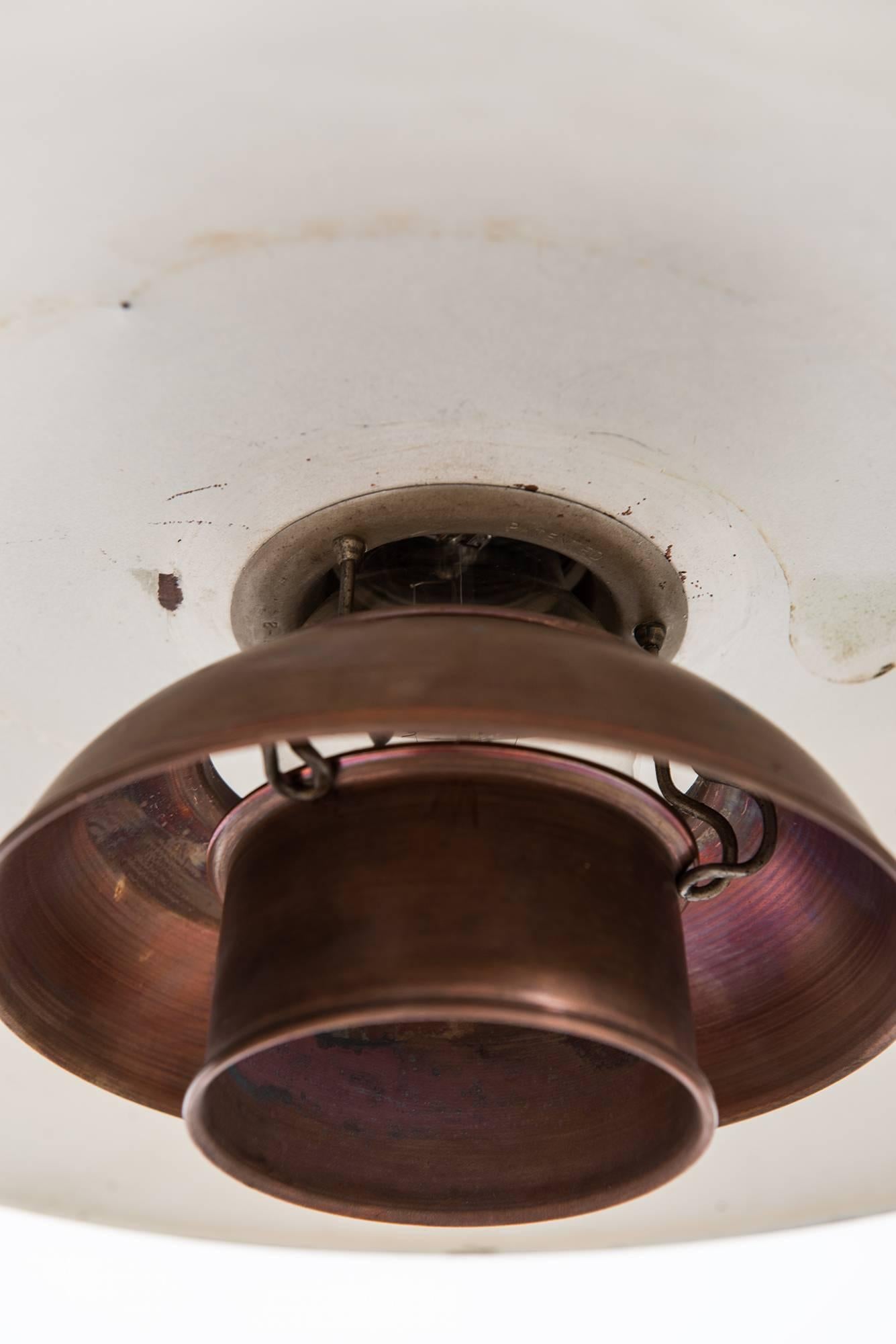 Scandinavian Modern Poul Henningsen Ceiling Lamp PH-2 in Copper by Louis Poulsen in Denmark