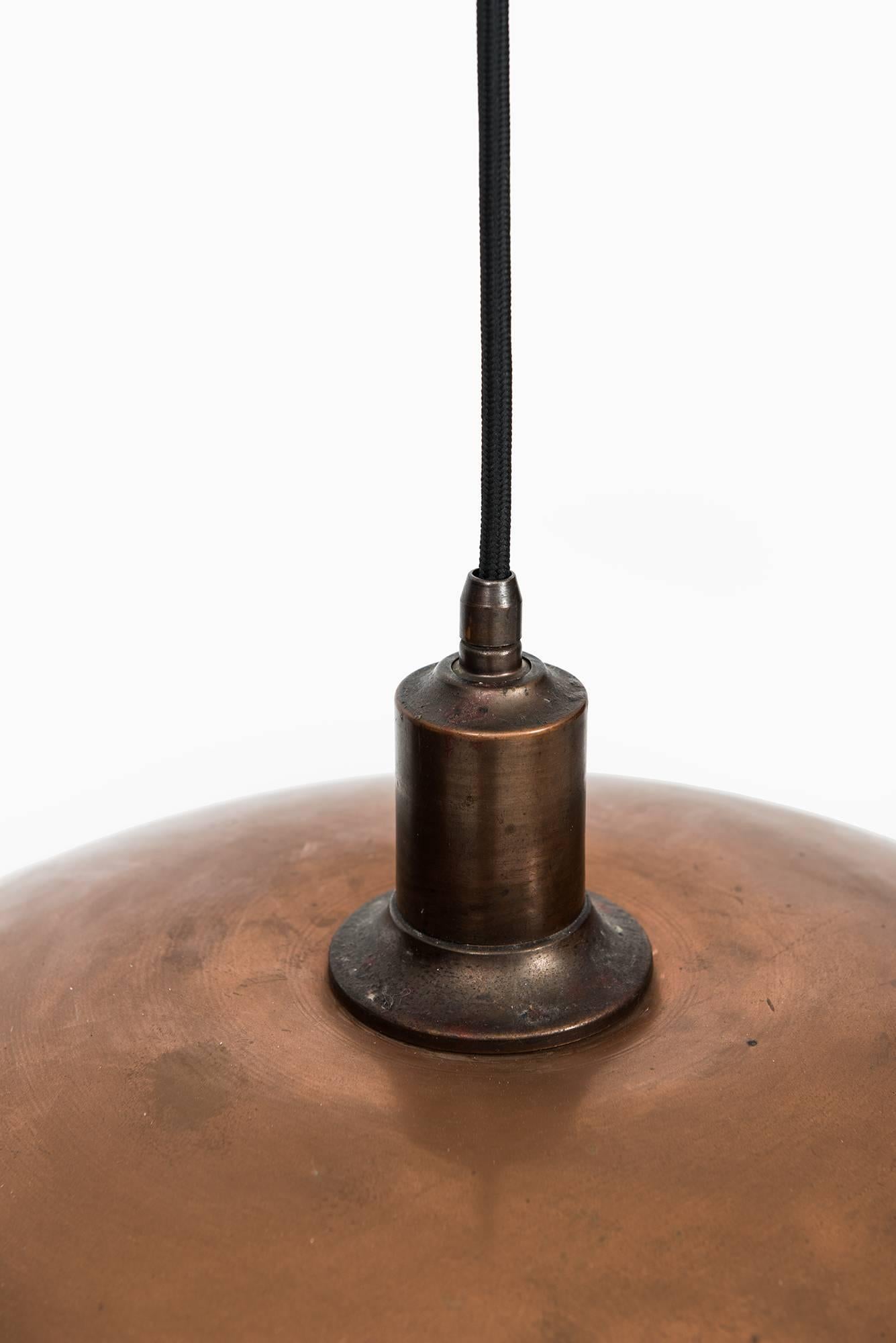 Danish Poul Henningsen Ceiling Lamp PH-2 in Copper by Louis Poulsen in Denmark