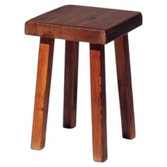 Taburete cuadrado para Les Arcs, diseñado por Charlotte Perriand, Francia, hacia 1985