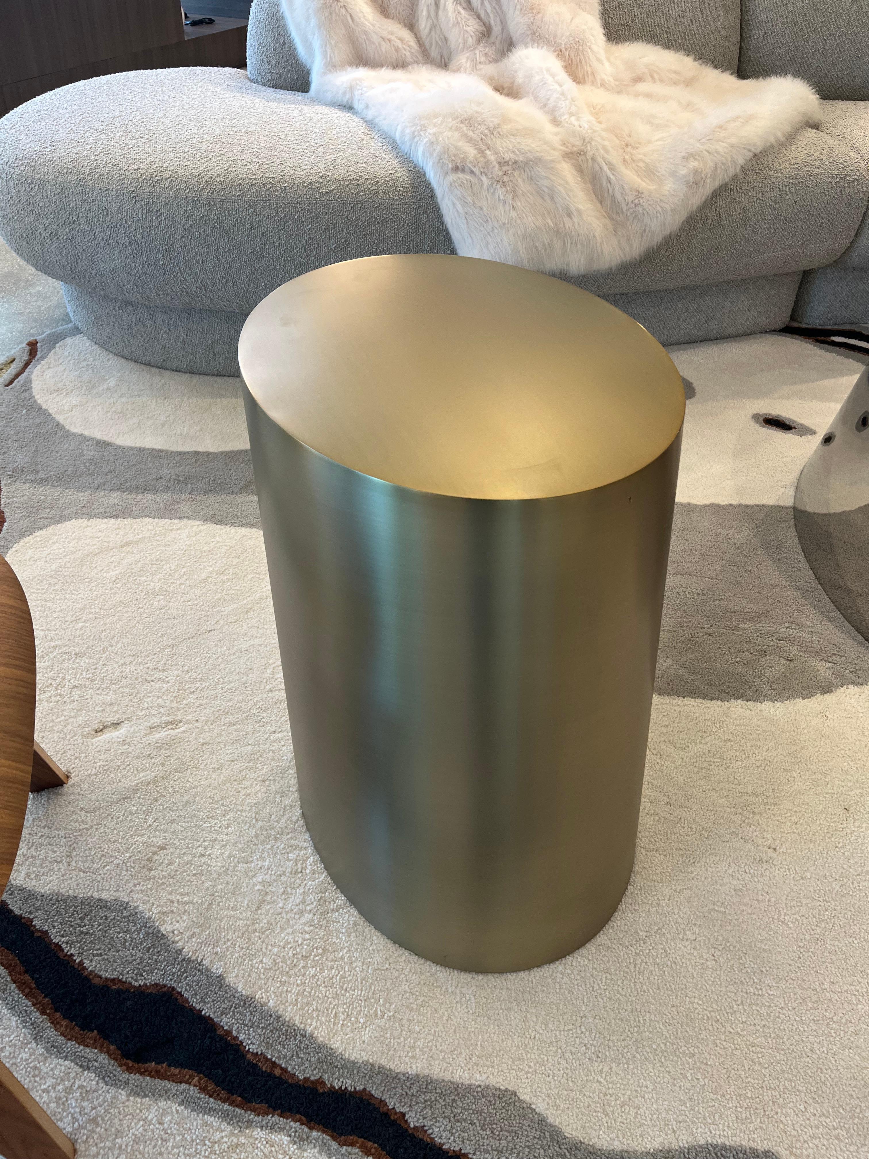 Mid-Century Modern Thayer Coggin Pisa Brushed Bronze Side Table For Sale