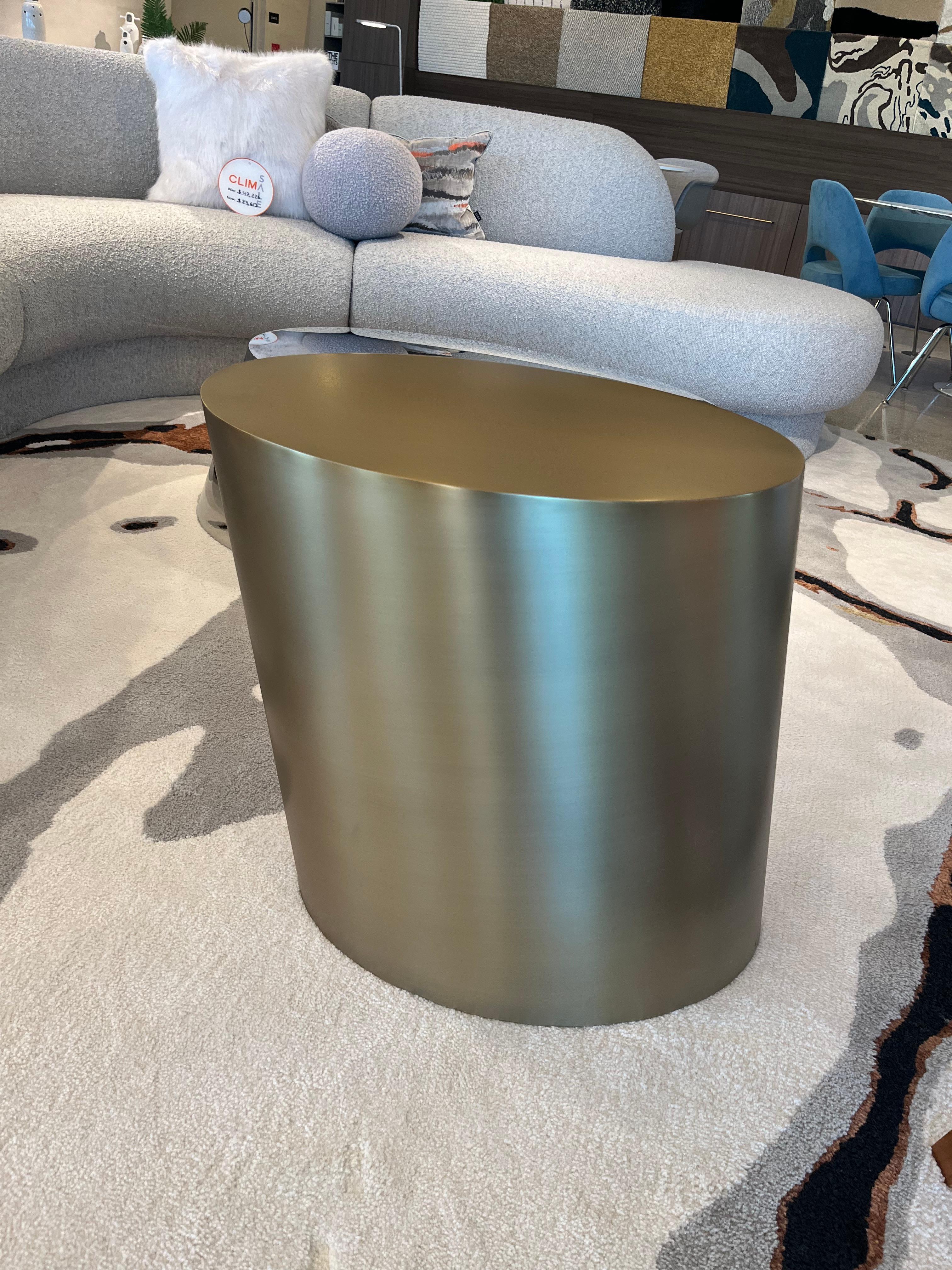 American Thayer Coggin Pisa Brushed Bronze Side Table For Sale