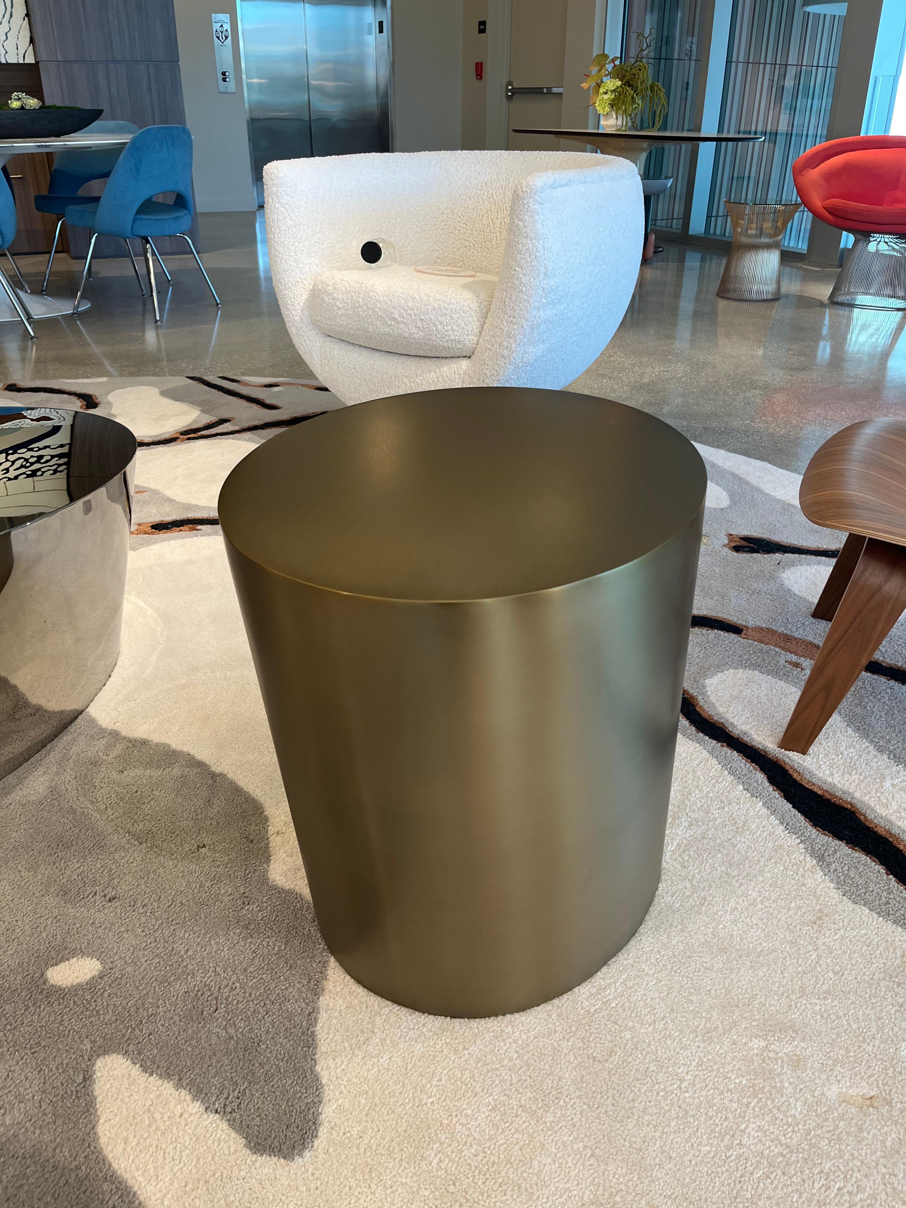 Thayer Coggin Pisa Brushed Bronze Side Table In Excellent Condition For Sale In Miami, FL