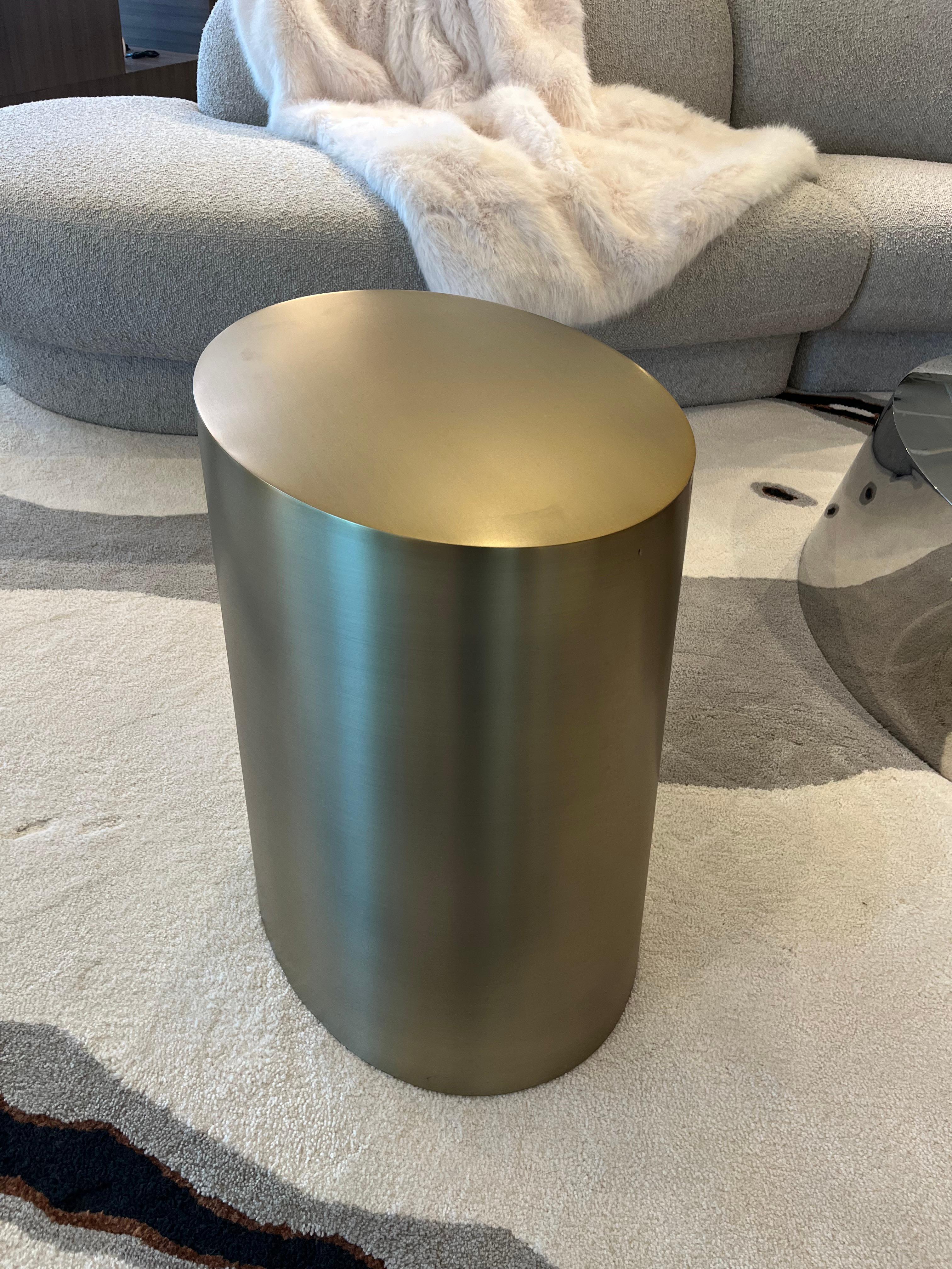 Thayer Coggin Pisa Brushed Bronze Side Table For Sale 1