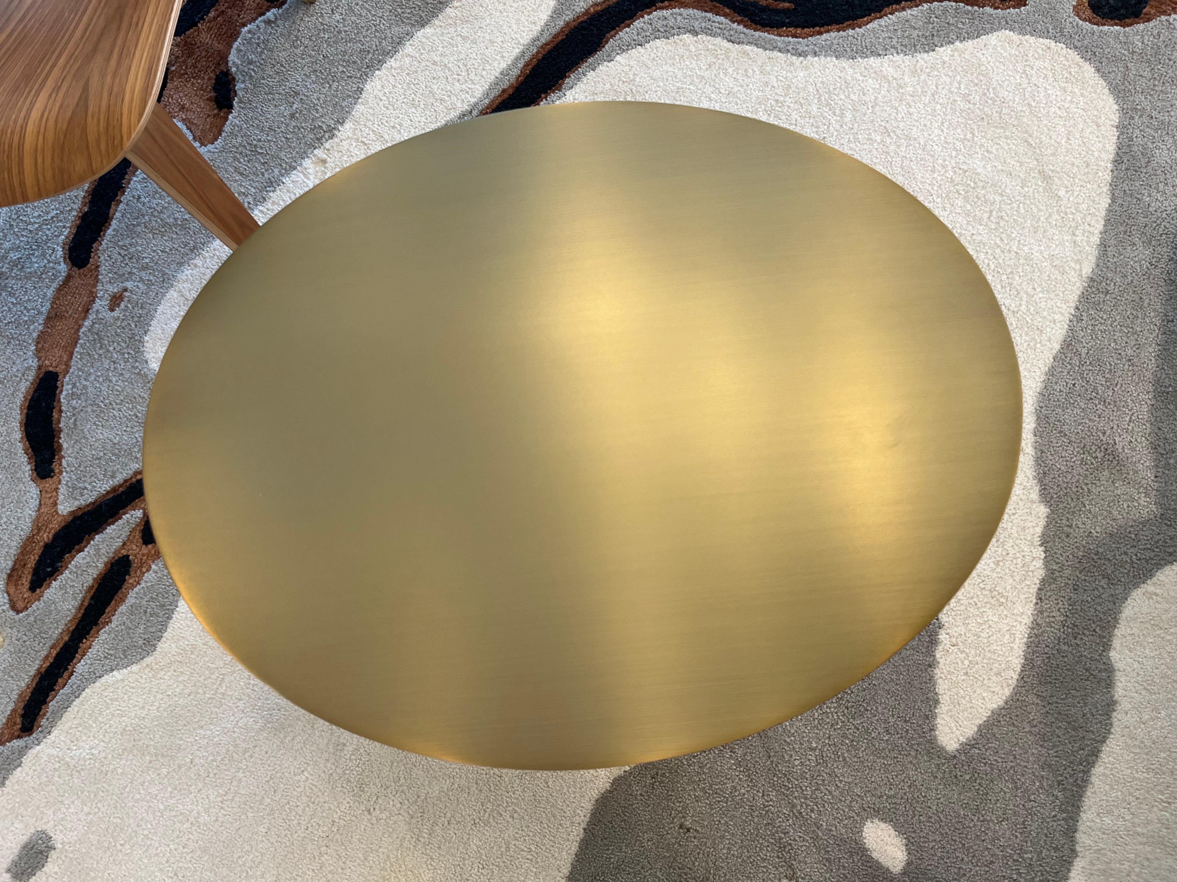 Contemporary Thayer Coggin Pisa Brushed Bronze Side Table For Sale
