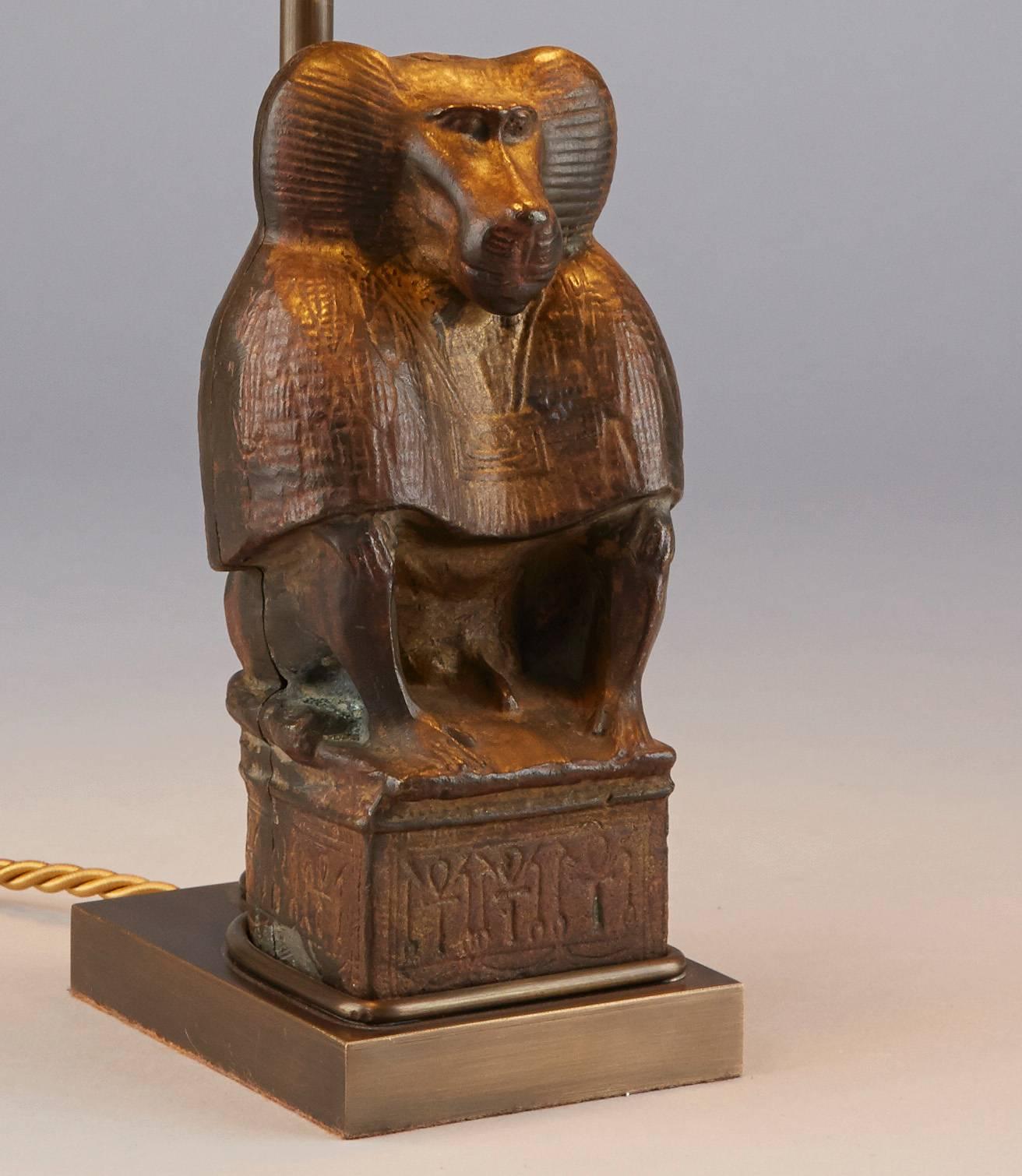 Foundry Bronze Model  of a A Egypt Baboon  mounted as a Lamp.
Height of the Bronze Model 19 cm 