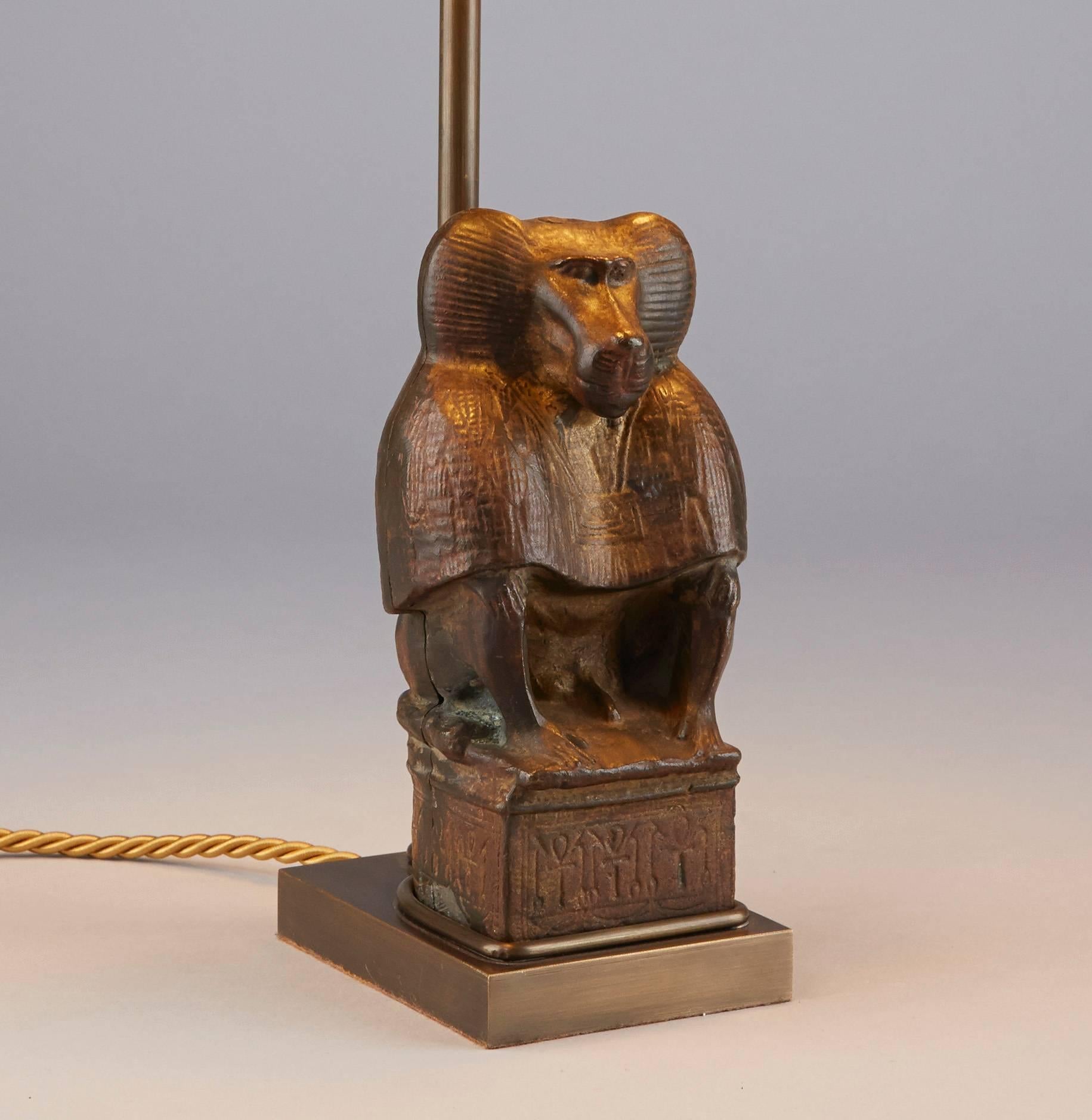 Egyptian Foundry Bronze Model of an Egypt Baboon Mounted as a Lamp For Sale