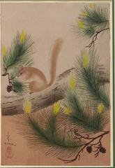 Japanese Woodblock Print "Sqirrel" by Bakufo Ohno, Ono