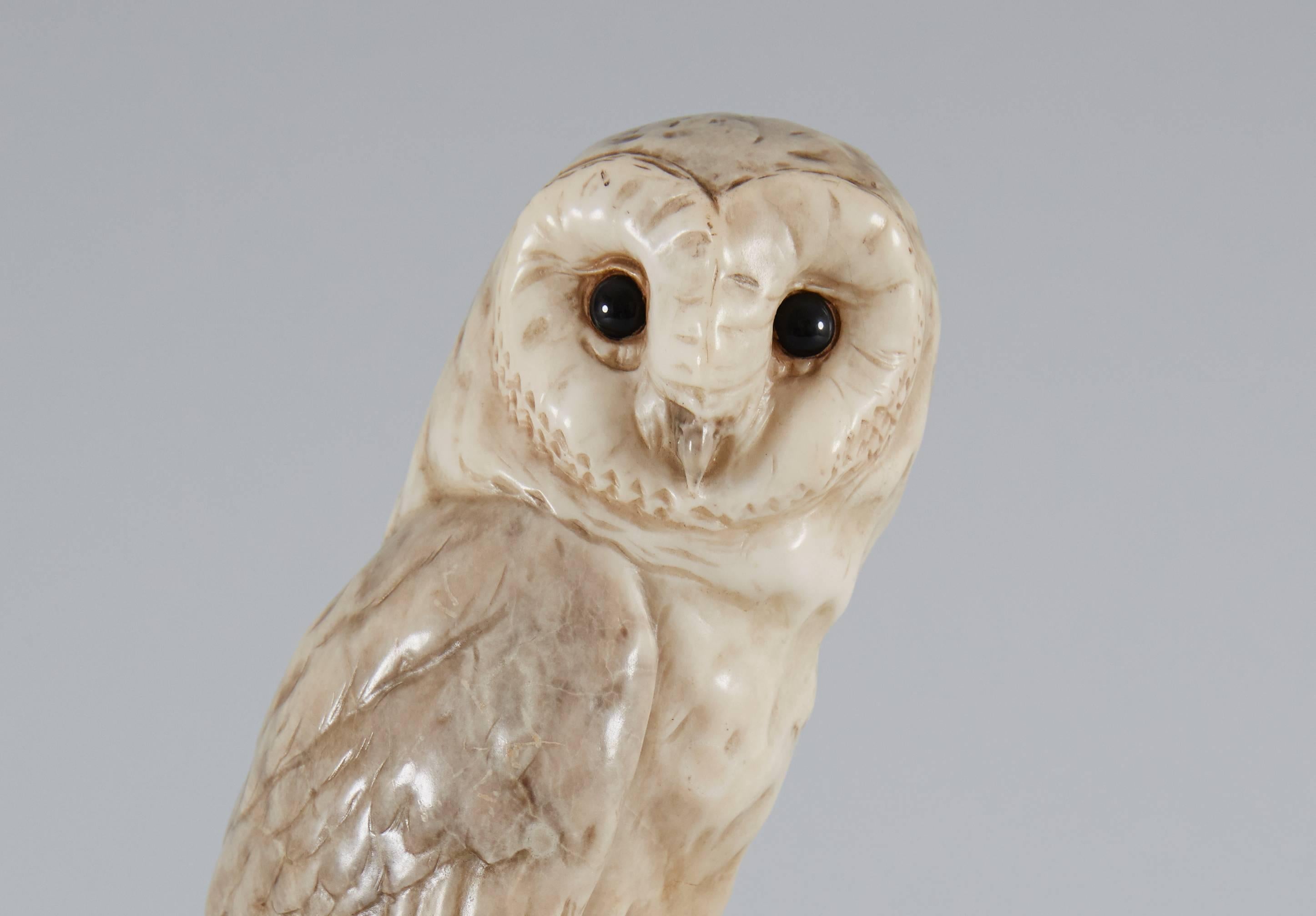German Sculpture of an Alabaster Owl
