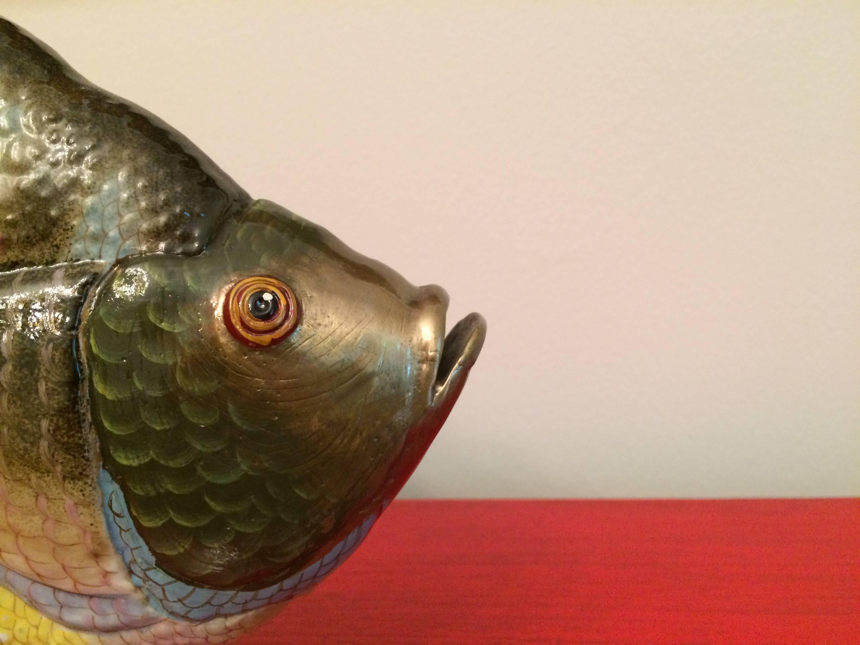 Folk Art Natural and Detailed Sculpture of a Bass For Sale
