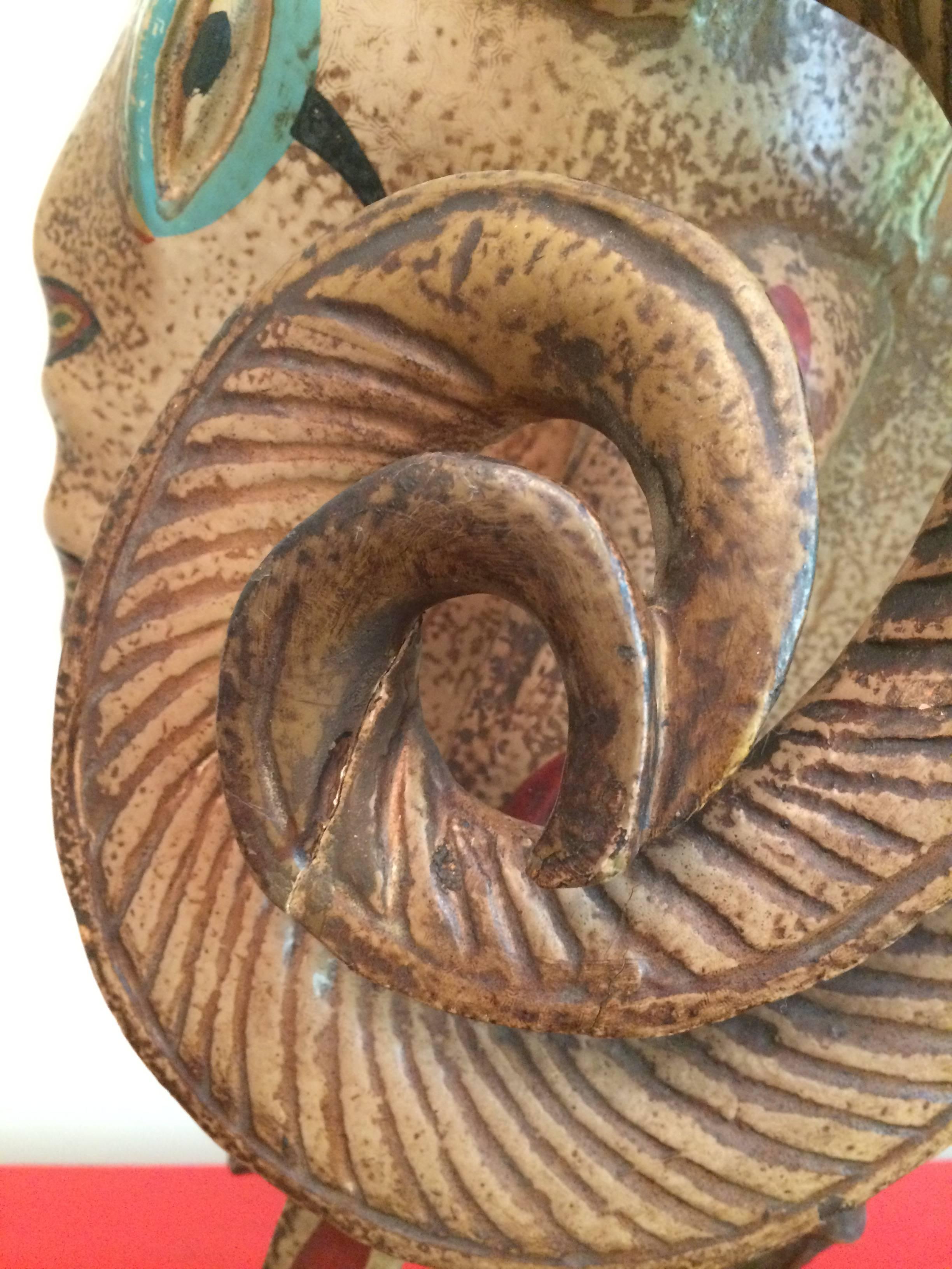 Tribal Impressive Ram Head Mask from the Ivory Coast