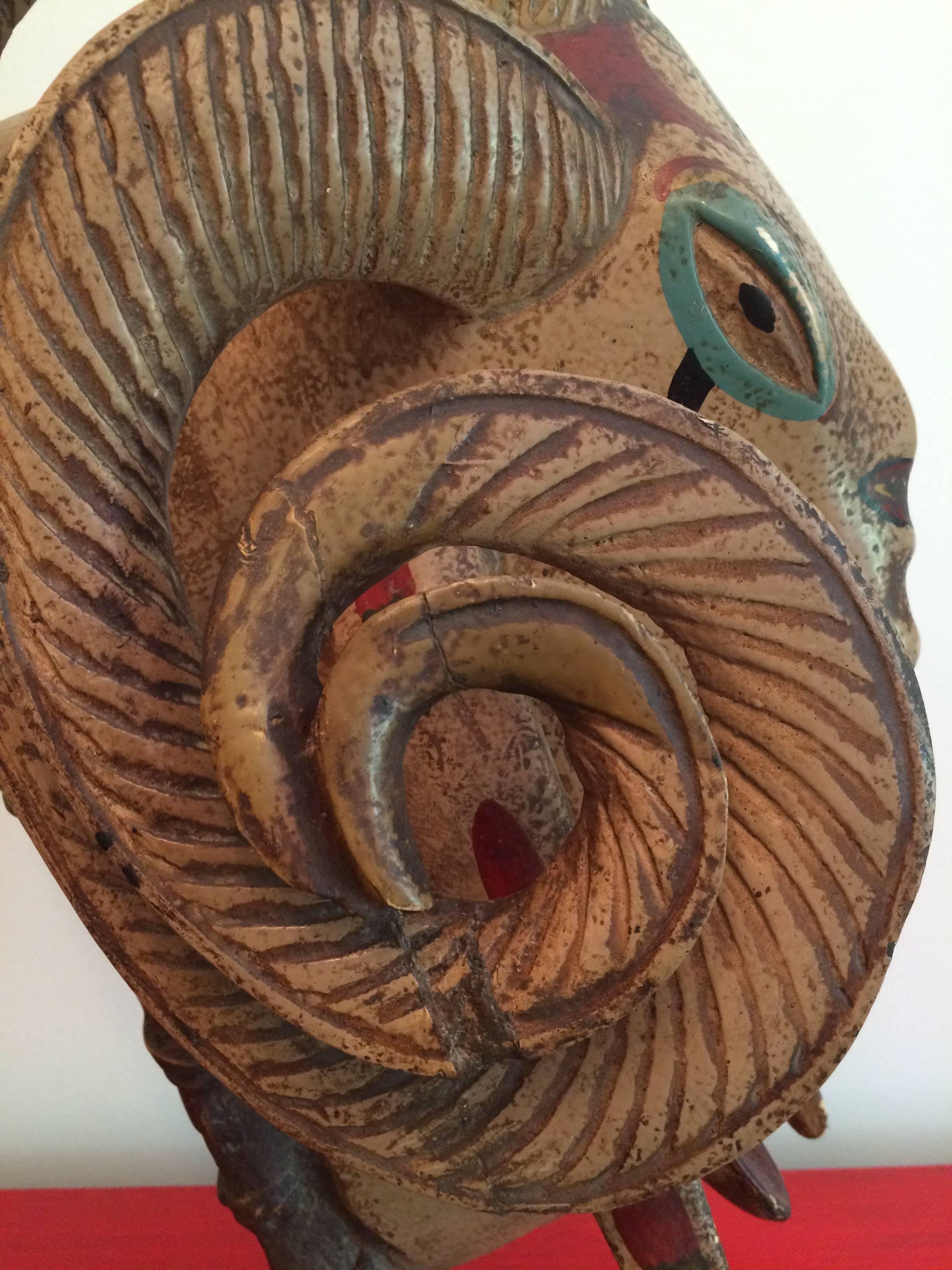 Impressive Ram Head Mask from the Ivory Coast In Excellent Condition In Hamburg, DE
