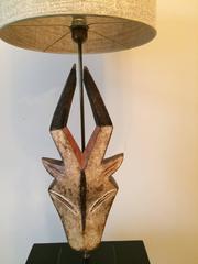 African Antilope Head Mask Mounted as a Table Lamp