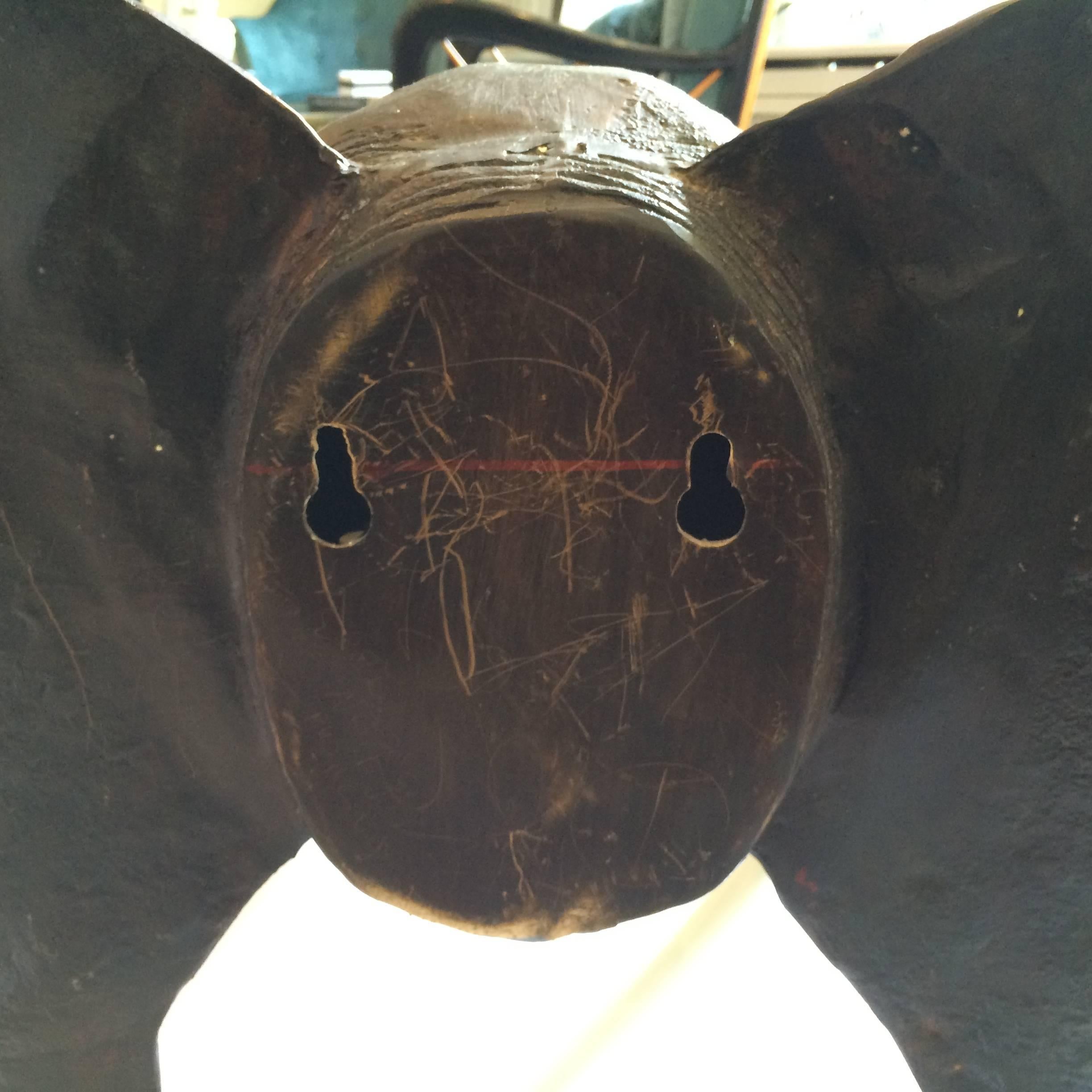English Huge Bronze Elephant Head Sculpture with Brass Tusks