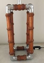 Mid-Century Faux Bamboo French Table Lamp
