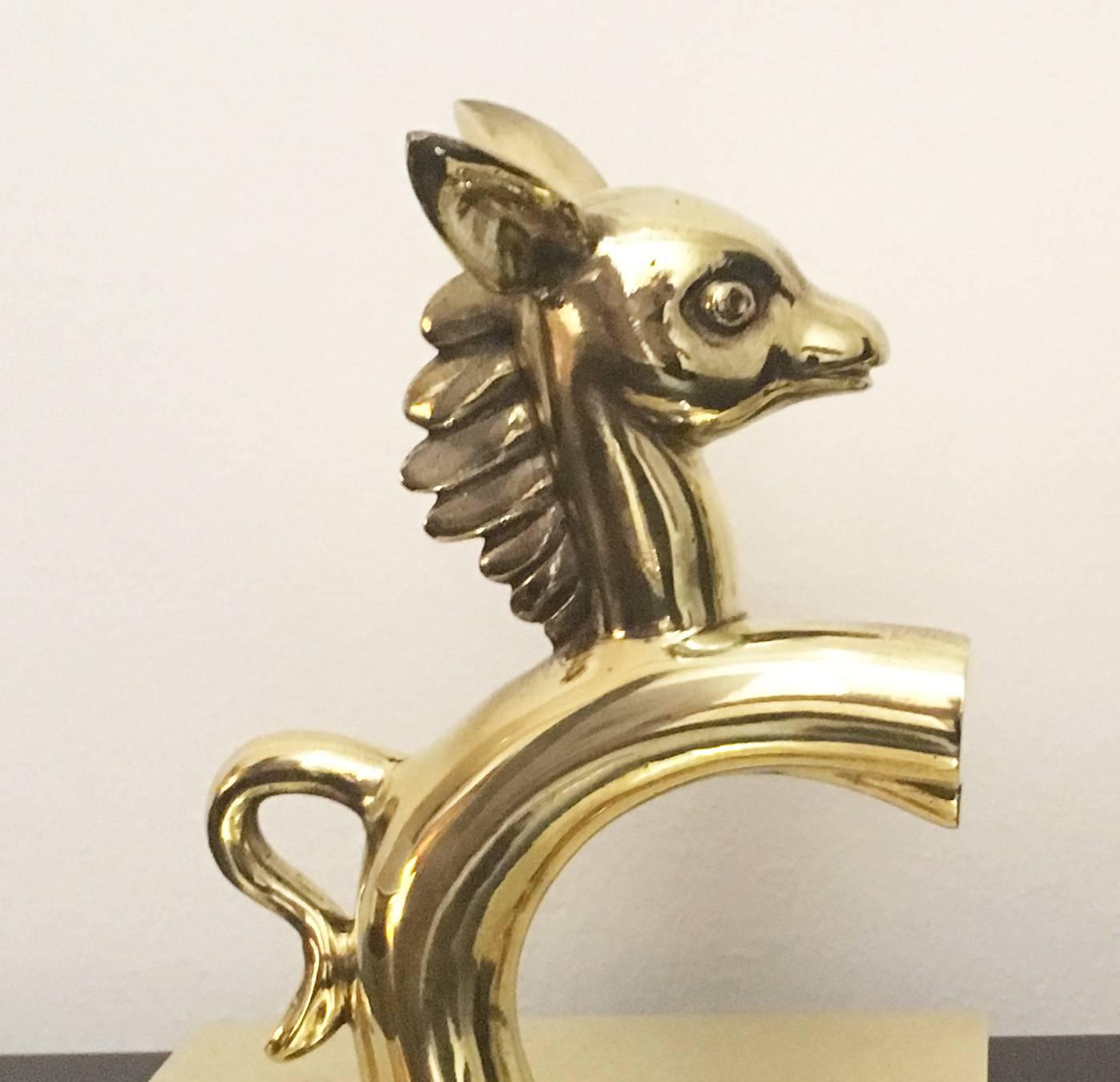 Heavy brass horse bookends in the style of Hagenauer 2.