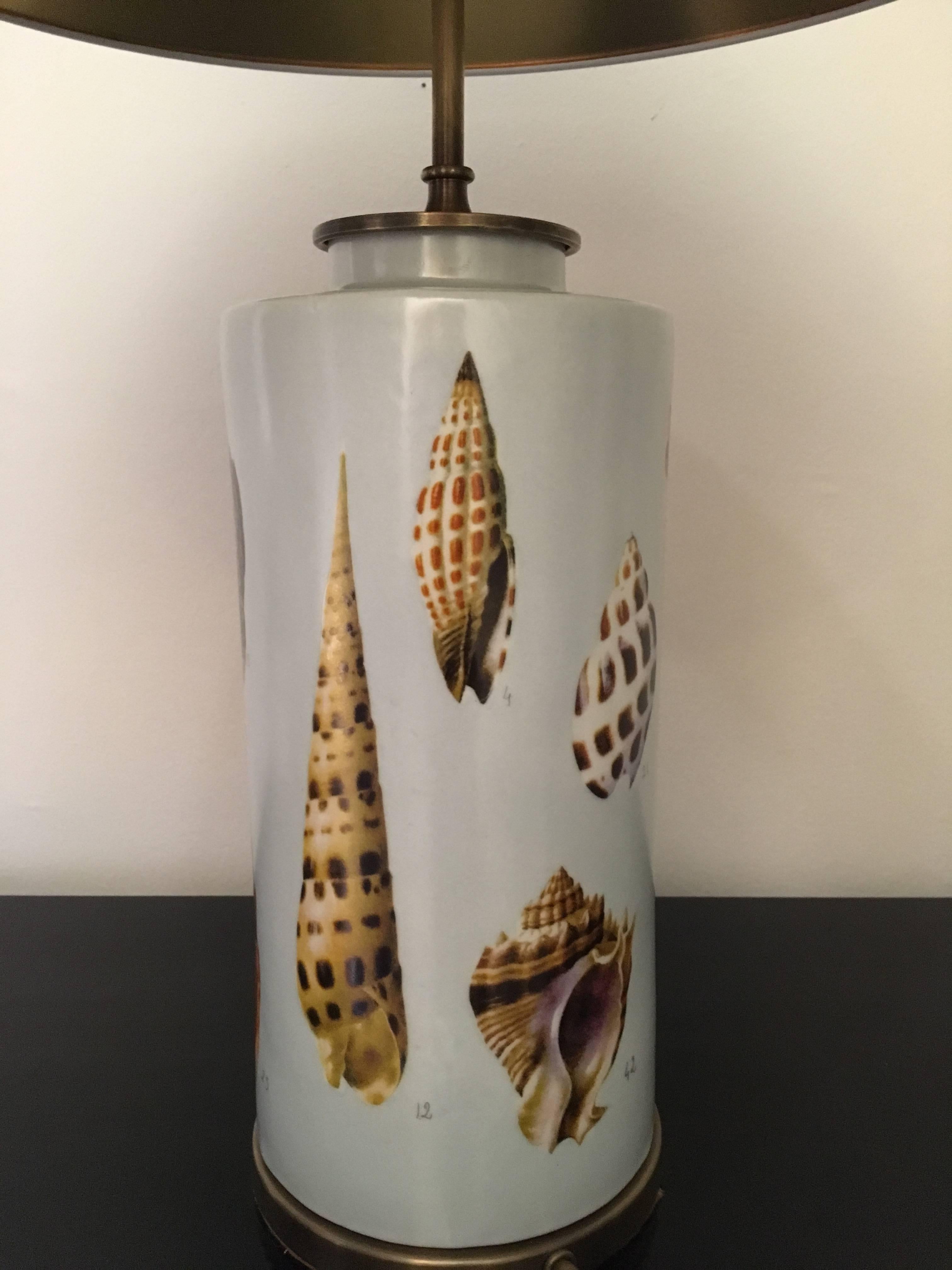 Mid-Century Modern Pair of Shell Design Porcelain Vases Mounted as Table Lamps
