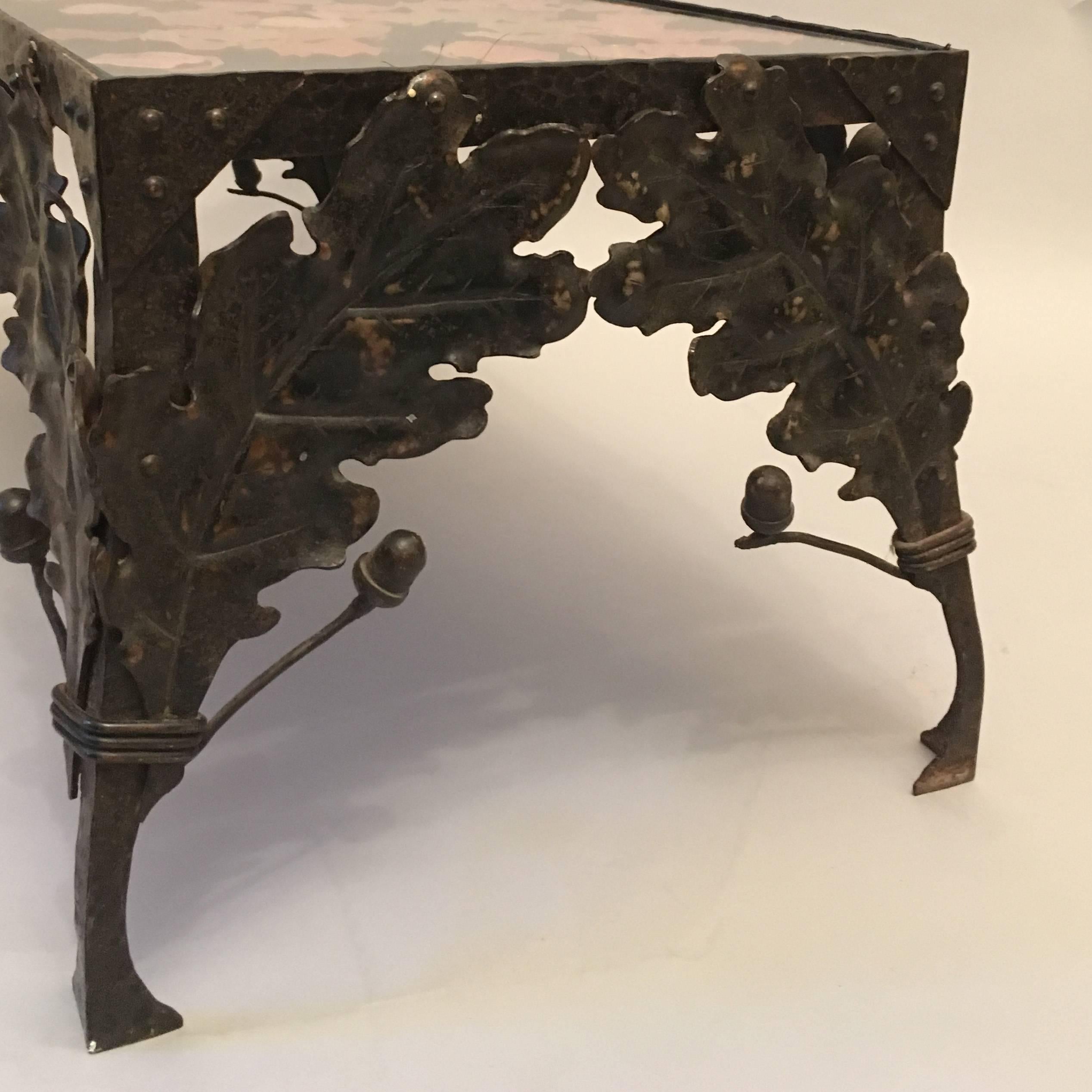 20th Century Very Unusual Jugendstil Wrought Iron Low Side Table For Sale