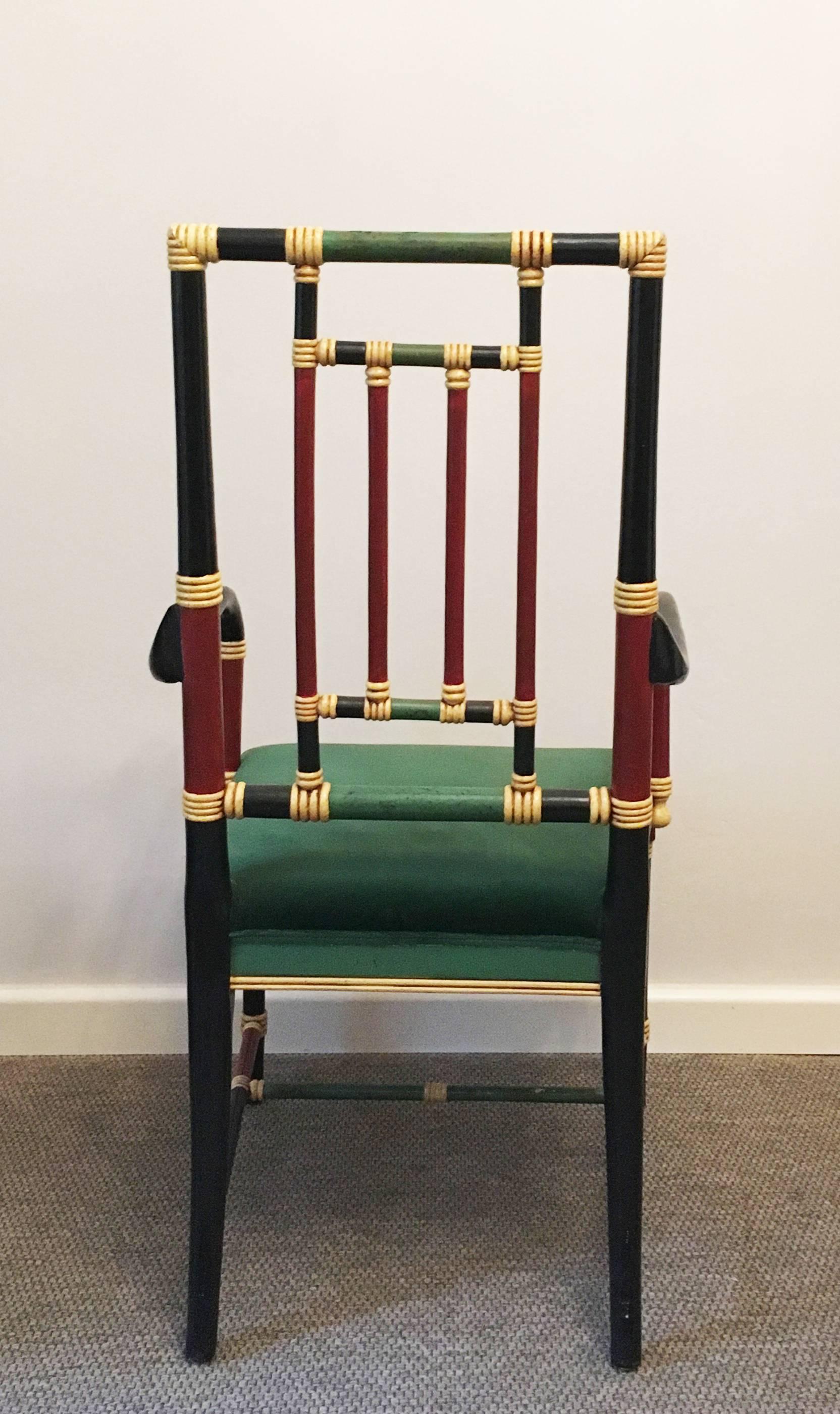 Mid-Century Modern Italian Mid-Century Faux Bamboo Armchair For Sale