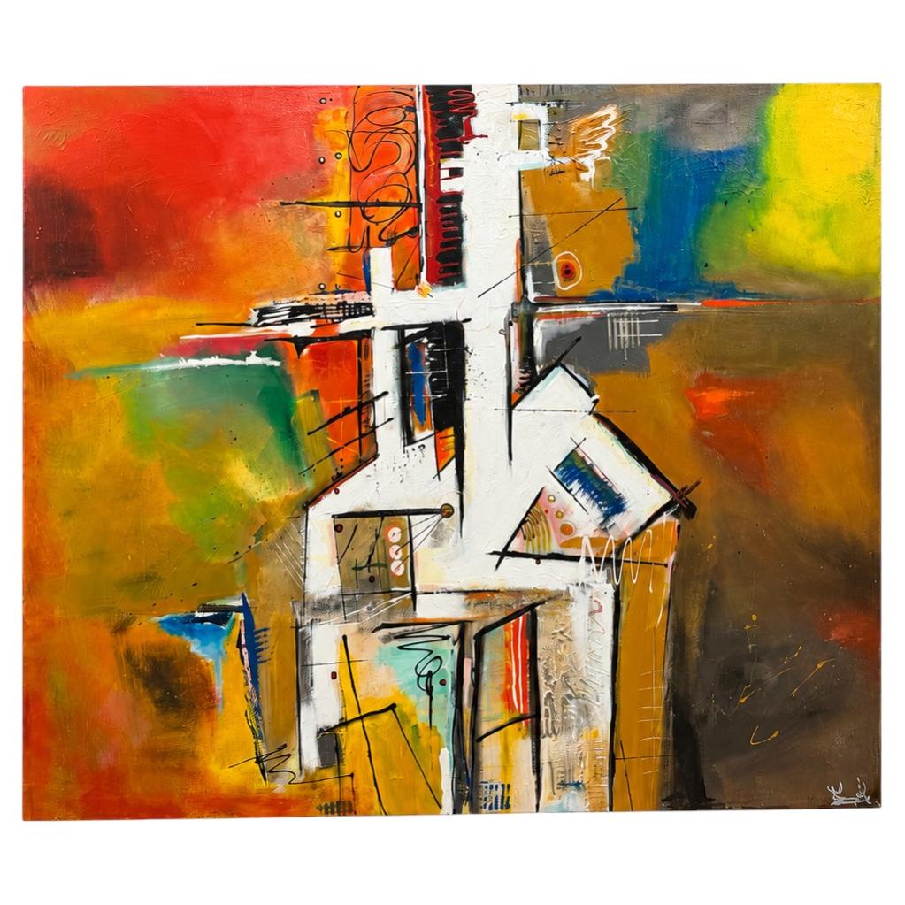 Yamil O. Cardenas – Peinture abstraite multicolore à l'acrylique sur toile