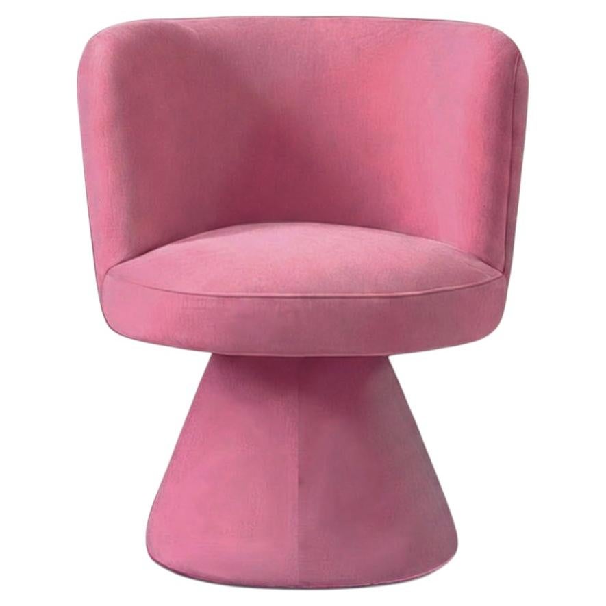 Postmodern Space Age Pink Velvet Dining Chair Coraje
