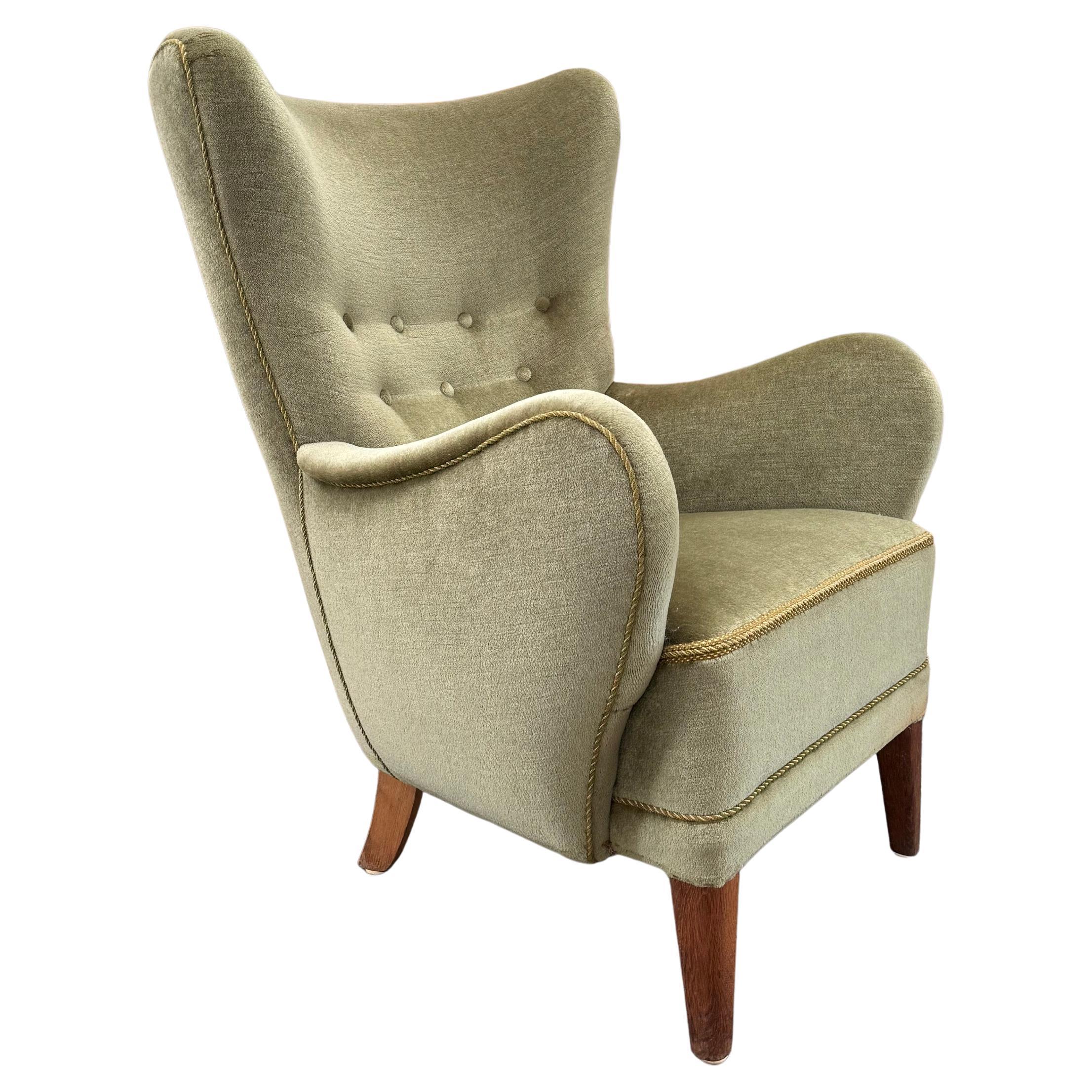 Silla danesa de 1940 en mohair original
