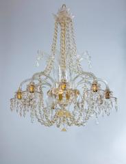 Murano Glass Chandelier with Hanging clear Glass Sphere and Strings Italy 1950s