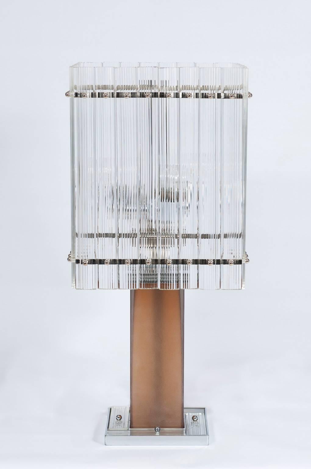 Mid-Century Modern Pair of Italian Table Lamps in Transparent Murano Glass, circa 1980s