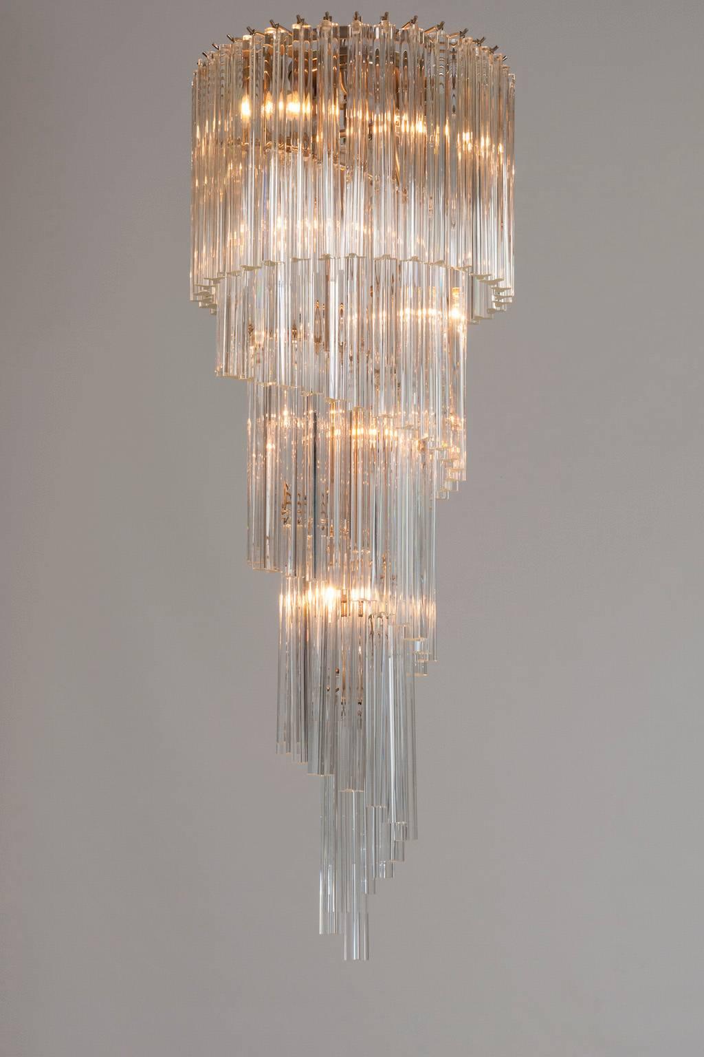 Italian Spiral Chandelier Attributed to Camer Glass, circa 1970s 3