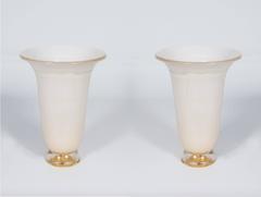 Italian Venetian, Pair of Table Lamps, blown Murano Glass, White & Gold, 1980s