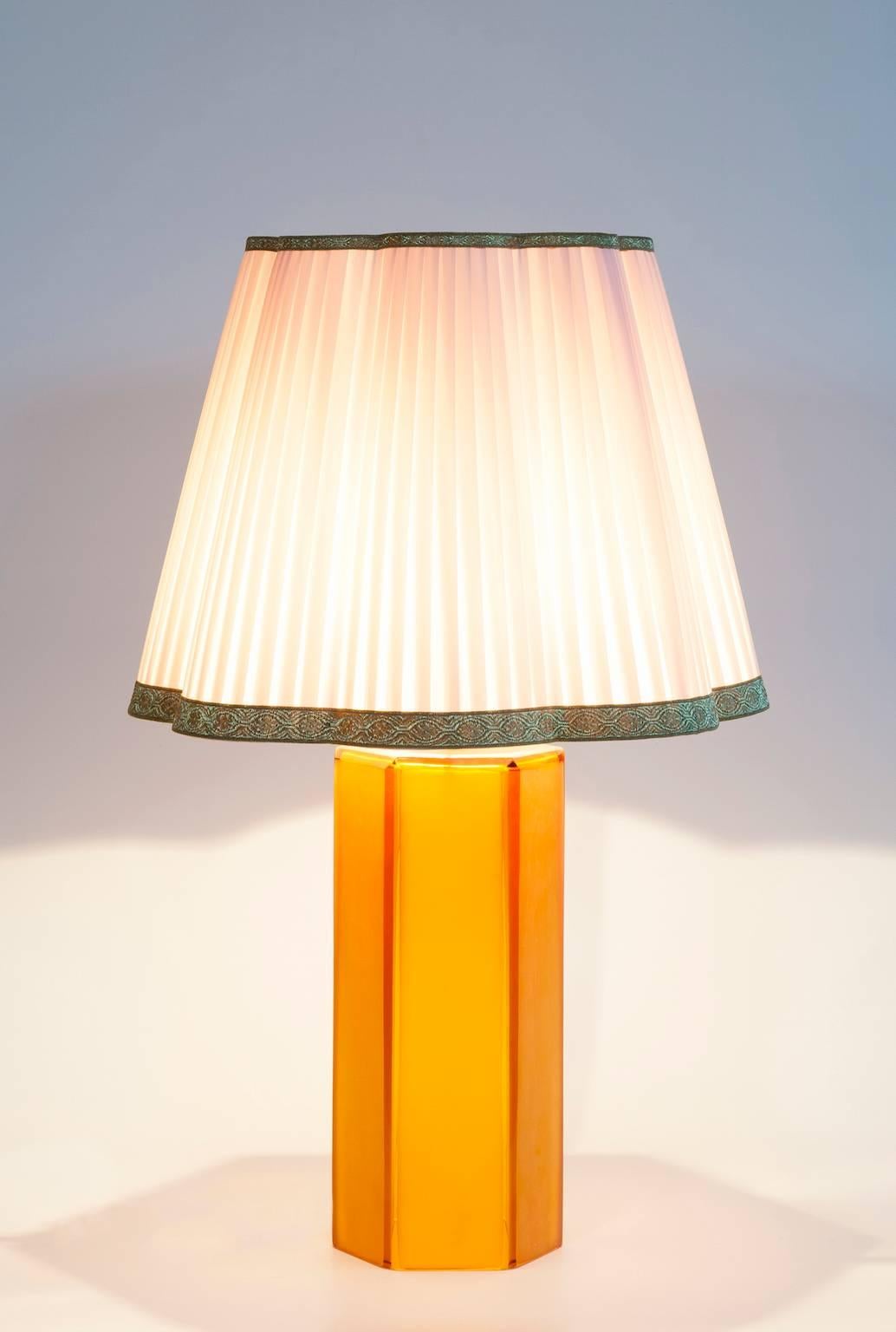 Hand-Crafted Customized - Italian Murano Hexagonal Table Lamp, circa 1980s