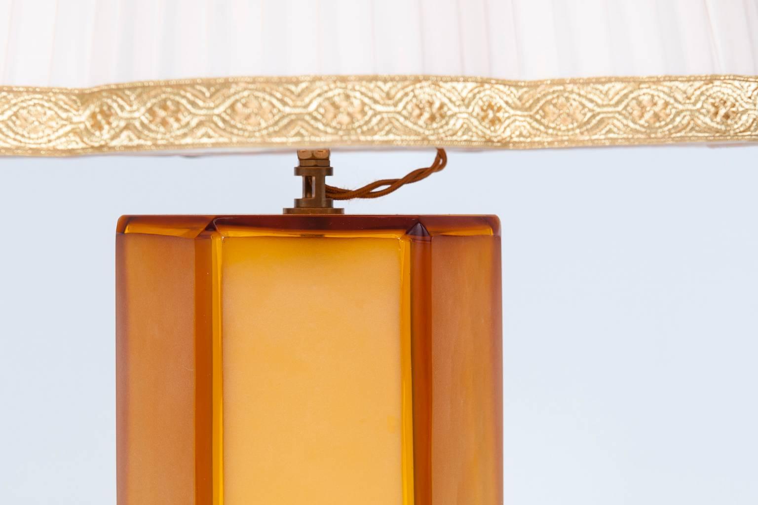 Art Deco Customized - Italian Murano Hexagonal Table Lamp, circa 1980s