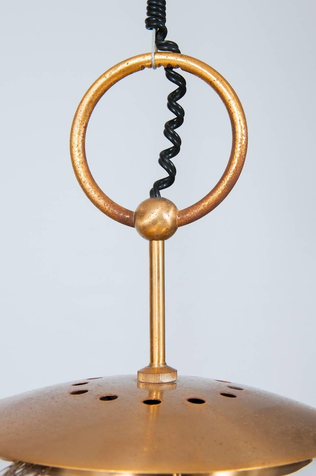 Brass Italian Murano Glass Sphere, Attributed to Mazzega Around 1970s