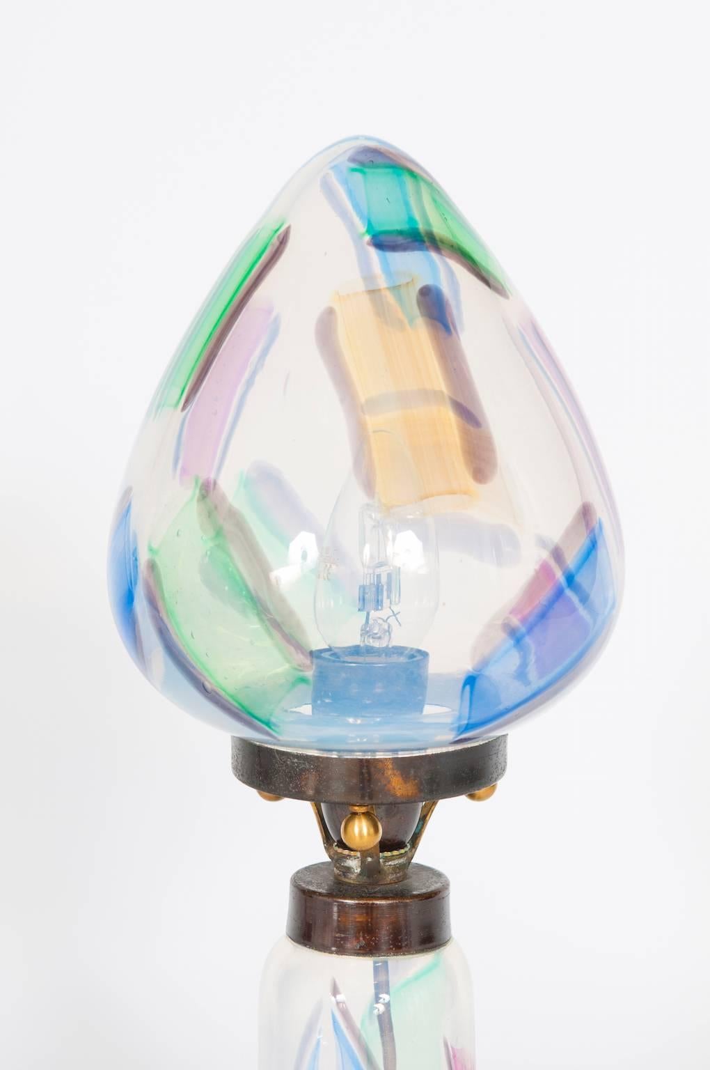 Mid-20th Century Italian Murano Glass Table Lamp in Opaline, Venini, circa 1950s