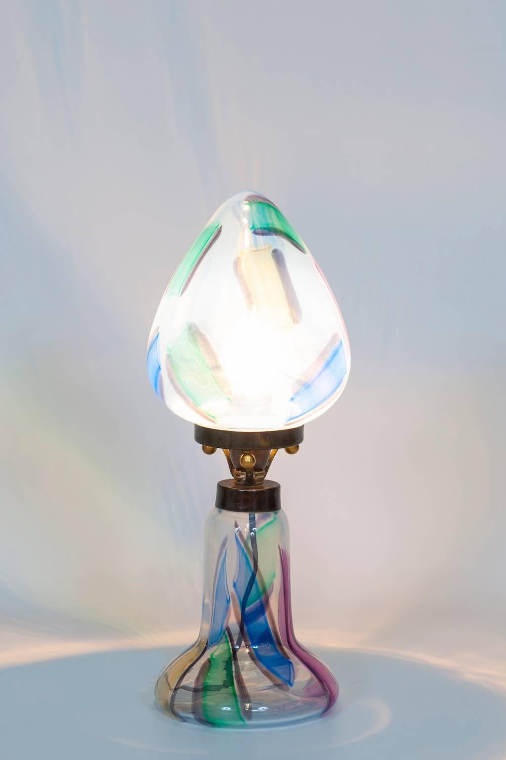 Art Glass Italian Murano Glass Table Lamp in Opaline, Venini, circa 1950s