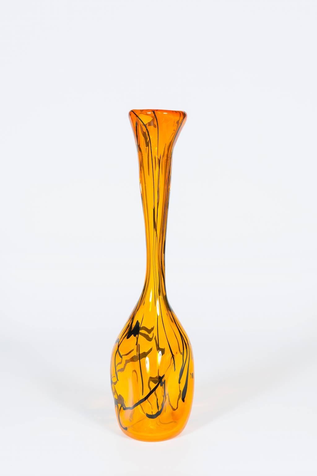 Italian Murano Glass Orange Jar, circa 1990s In Excellent Condition In Villaverla, IT