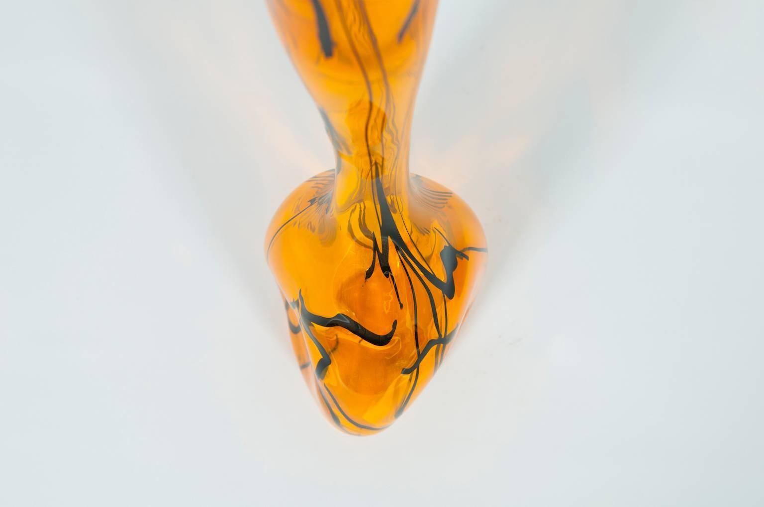 Italian Murano Glass Orange Jar, circa 1990s 1