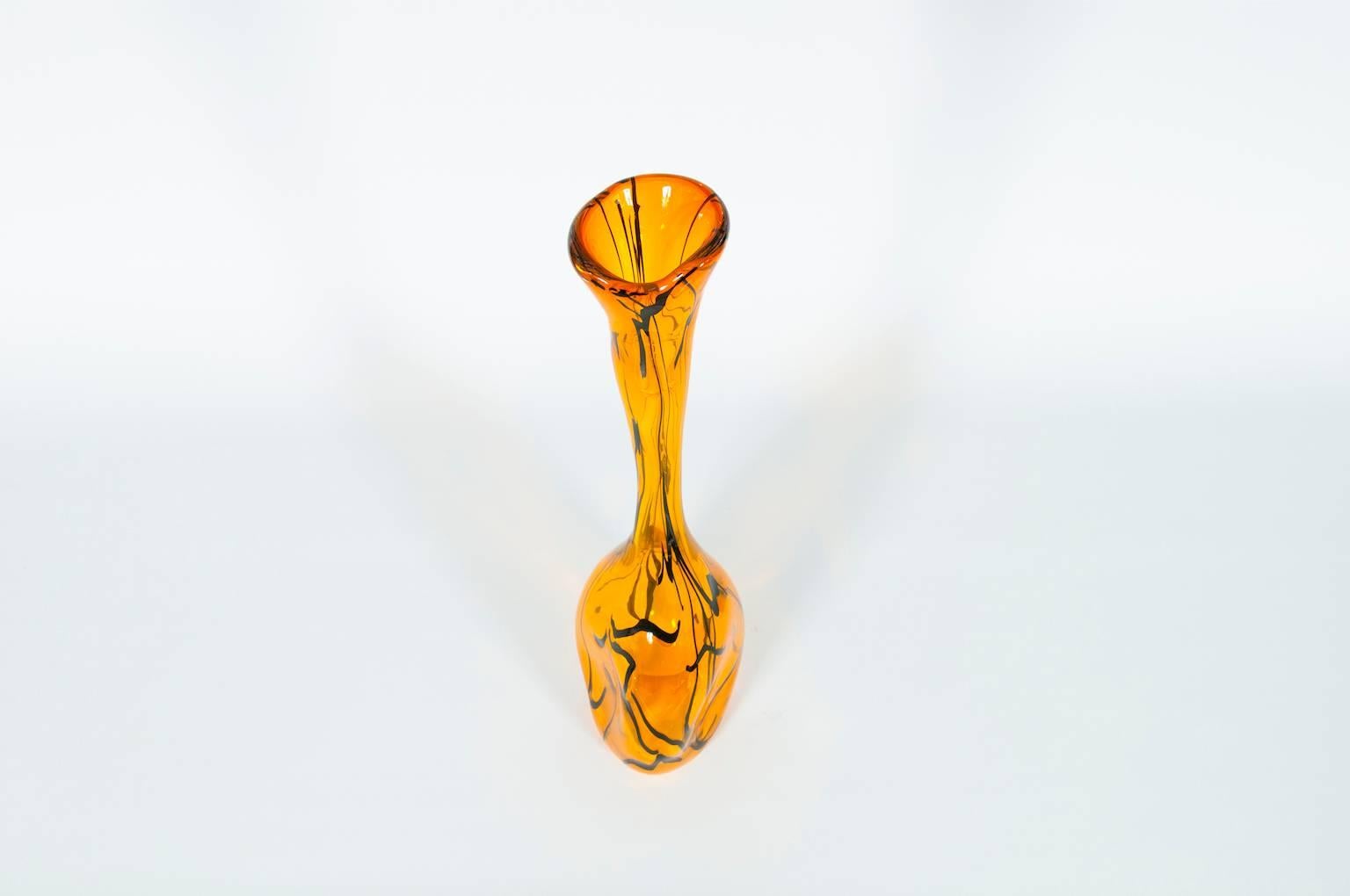 Late 20th Century Italian Murano Glass Orange Jar, circa 1990s