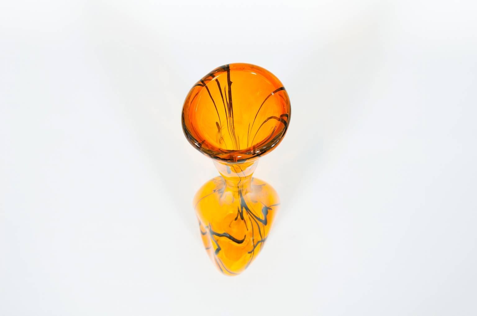 Art Glass Italian Murano Glass Orange Jar, circa 1990s