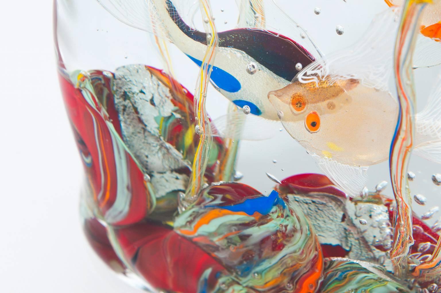 Italian Murano Glass Aquarium Signed by Romano Donà, 1980s 1