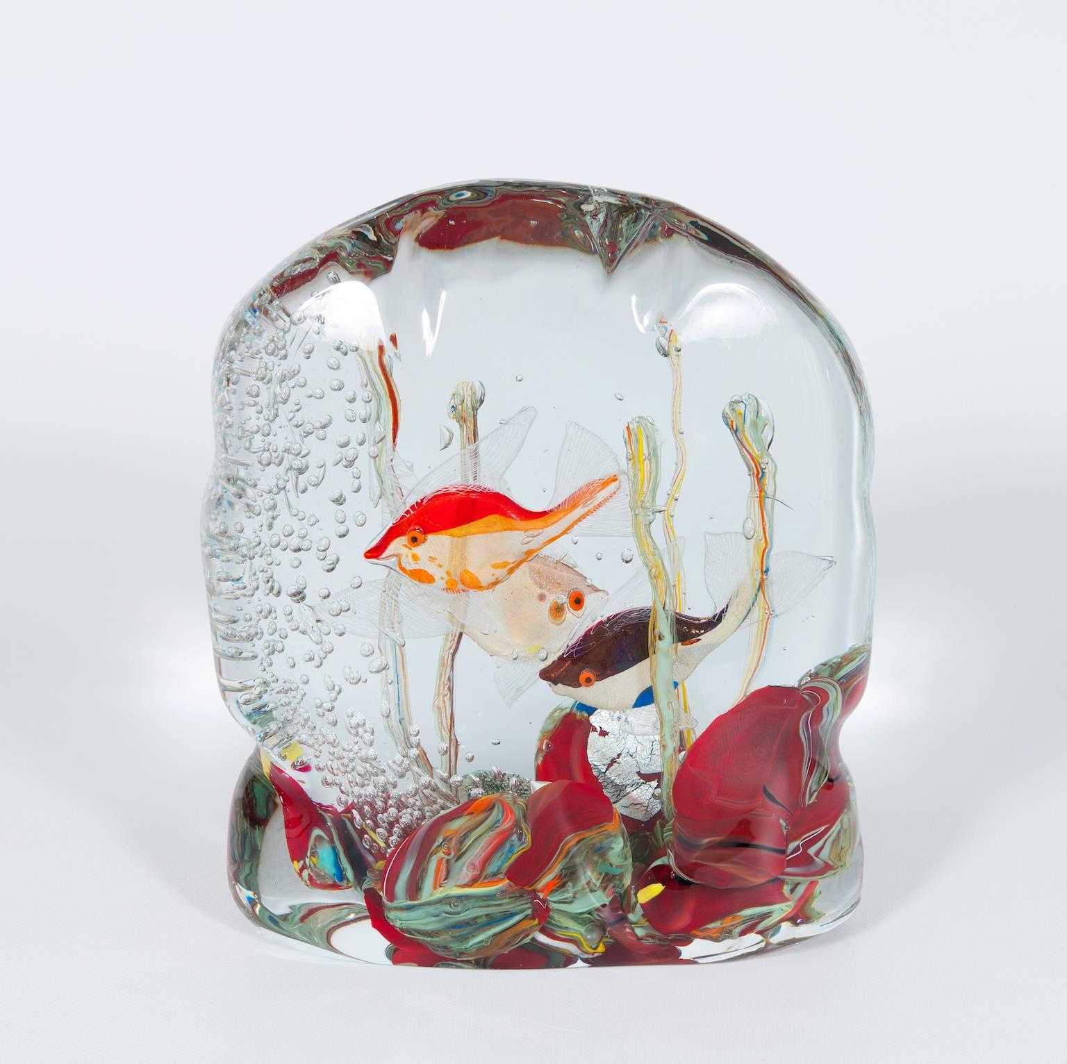 Italian Murano Glass Aquarium Signed by Romano Donà, 1980s In Excellent Condition In Villaverla, IT