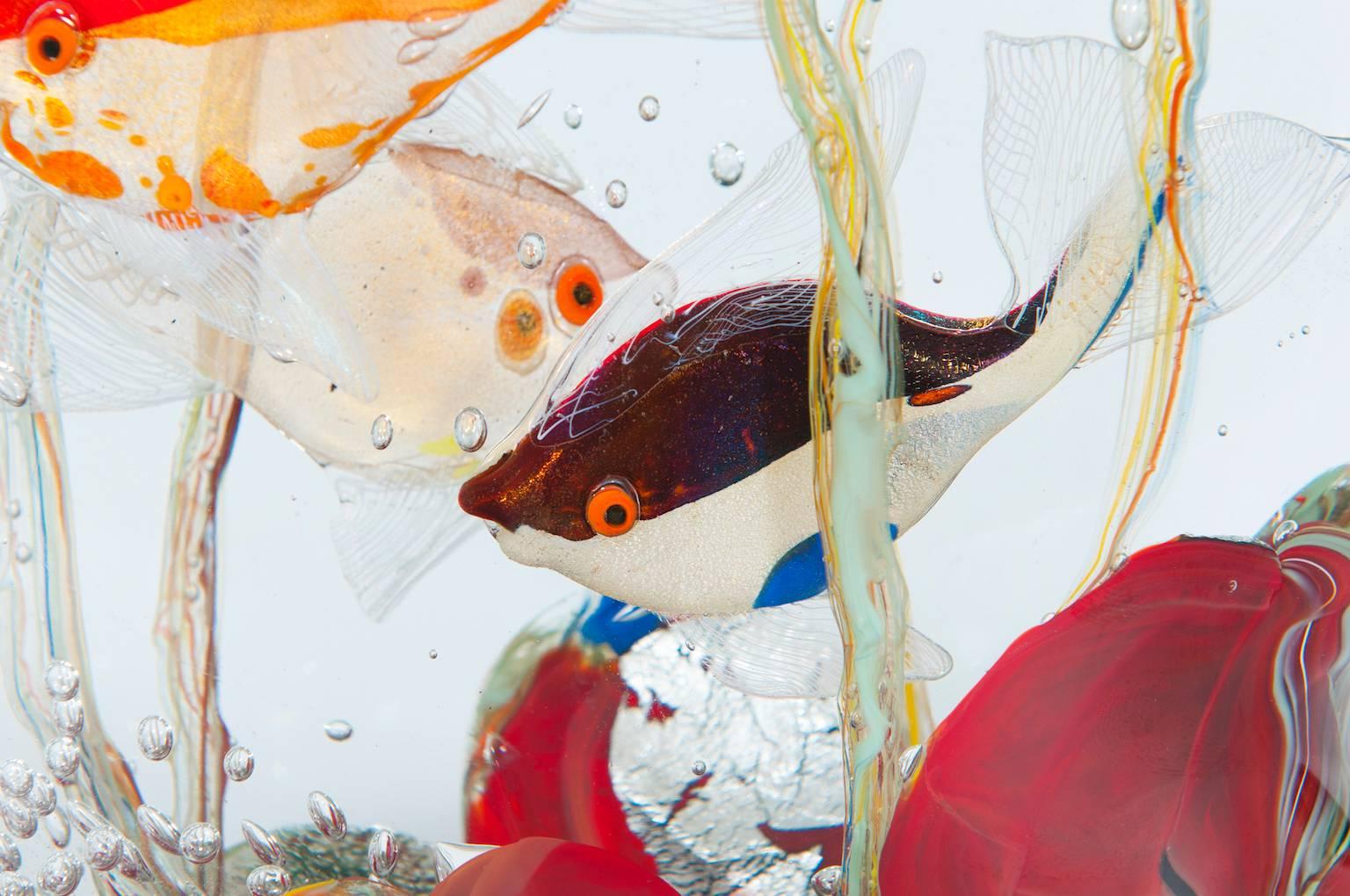 Italian Murano Glass Aquarium Signed by Romano Donà, 1980s 3