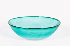 Italian Venetian, Bowl, Blown Murano Glass, Light-Green, Signed Cenedese, 1970s