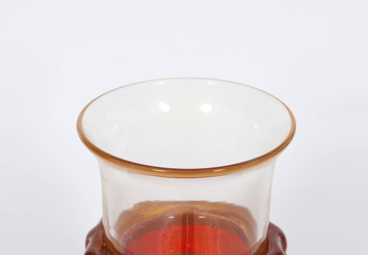 Late 20th Century Italian Venetian Murano Glass Vase Attributed to Barovier & Toso circa 1970s For Sale