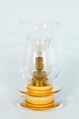 Italian Venetian, Table Lamp, Blown Murano Glass, Candle Shape, Gold Amber, 1970s
