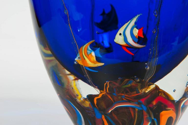 Italian Murano Glass "Aquarium" Vase, circa 1980s For Sale at