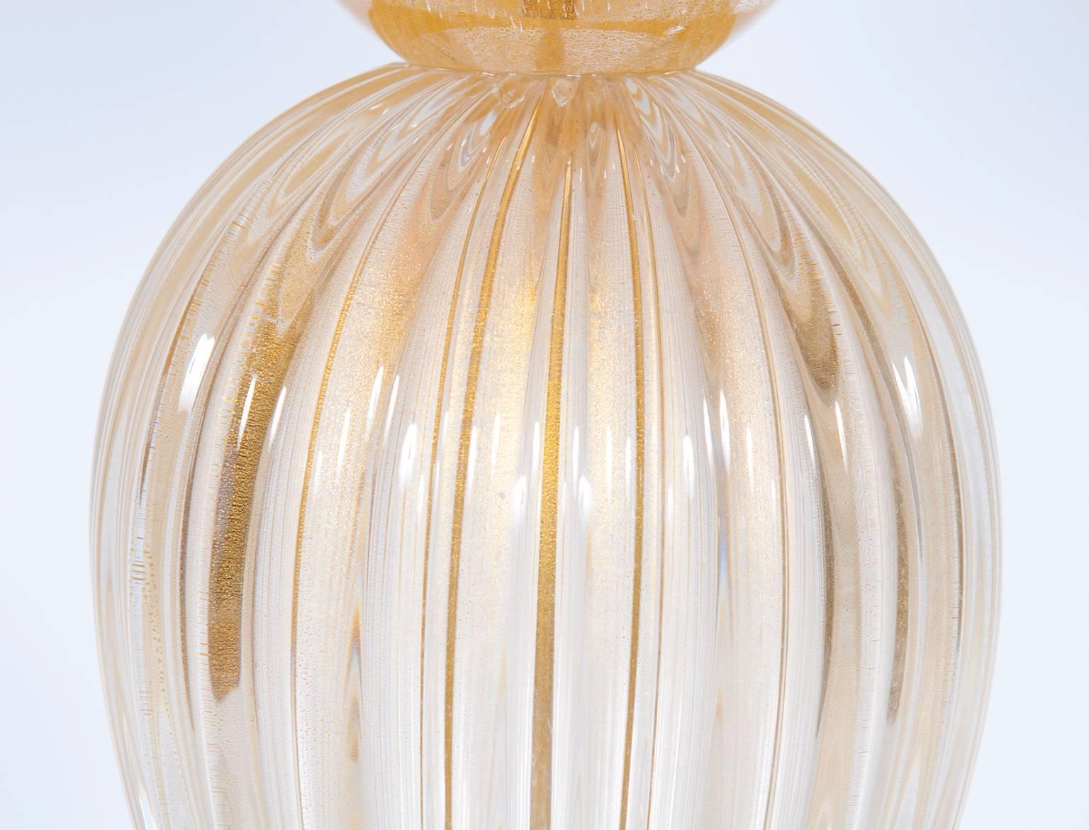 Late 20th Century Italian Venetian Murano Glass Table Lamp Attributed to Seguso, 1970s For Sale