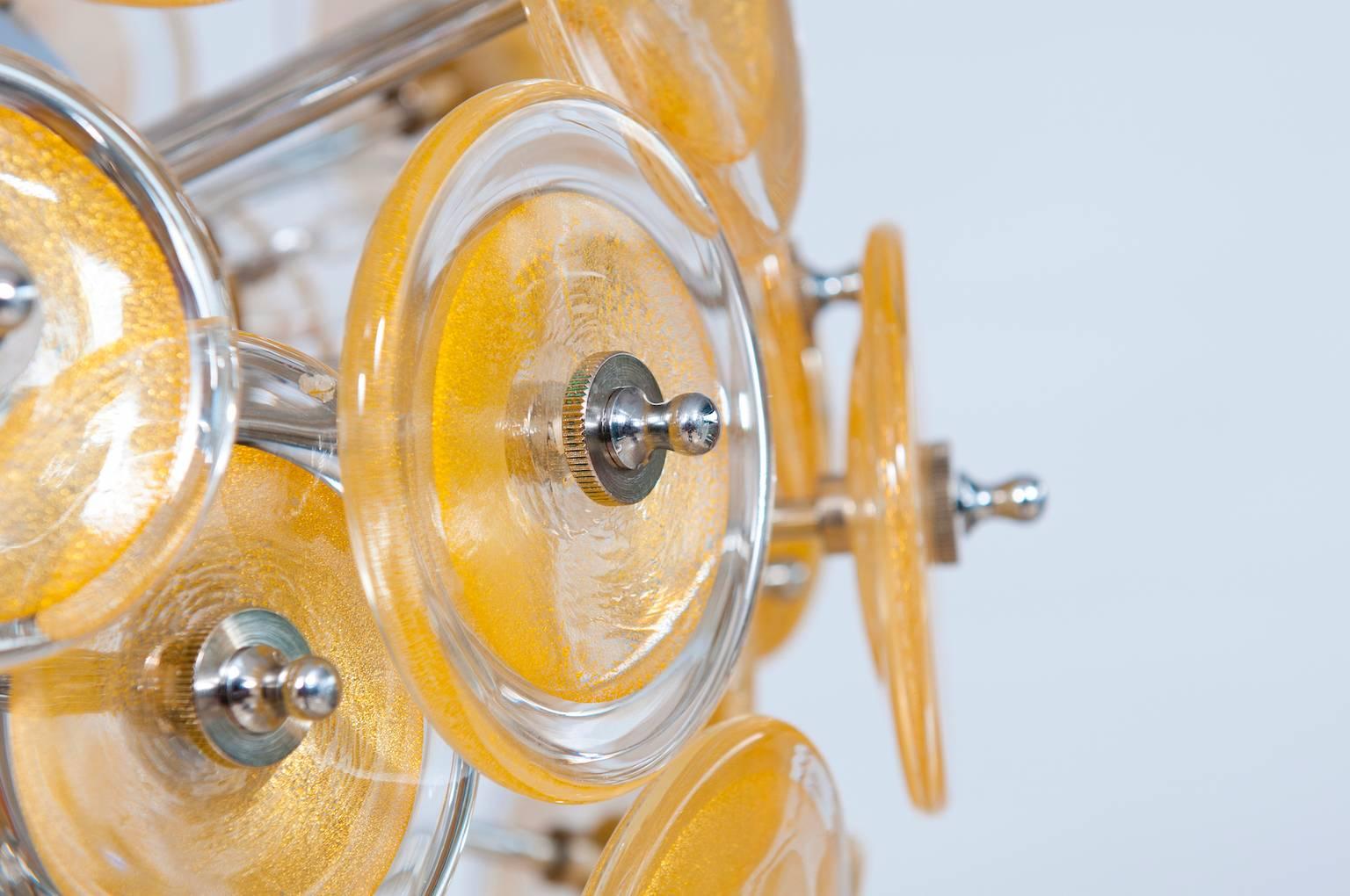 Italienische Einbaubeleuchtung aus geblasenem Muranoglas, Gold 24-K, Mazzega Zeitgenössisch im Zustand „Hervorragend“ im Angebot in Villaverla, IT
