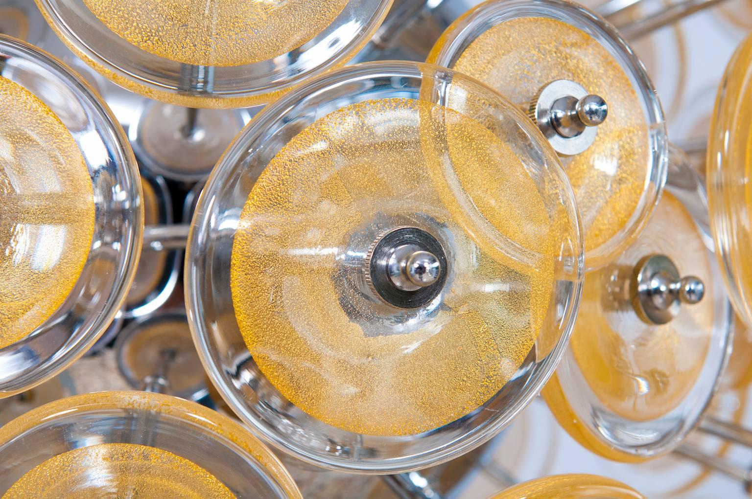 Italienische Einbaubeleuchtung aus geblasenem Muranoglas, Gold 24-K, Mazzega Zeitgenössisch im Angebot 2